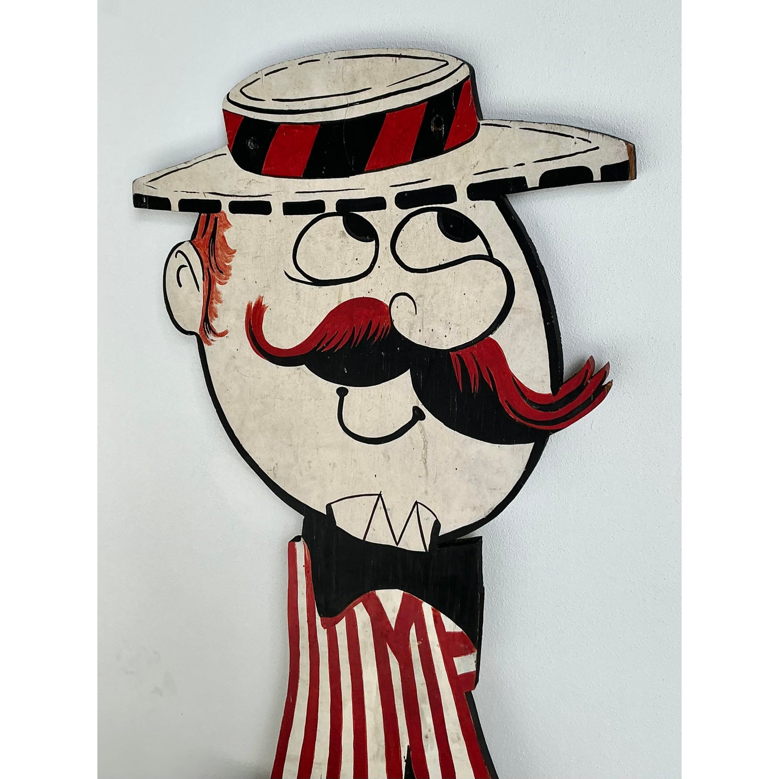 Vintage Boho Life Size Wooden Character Sign - Detail view