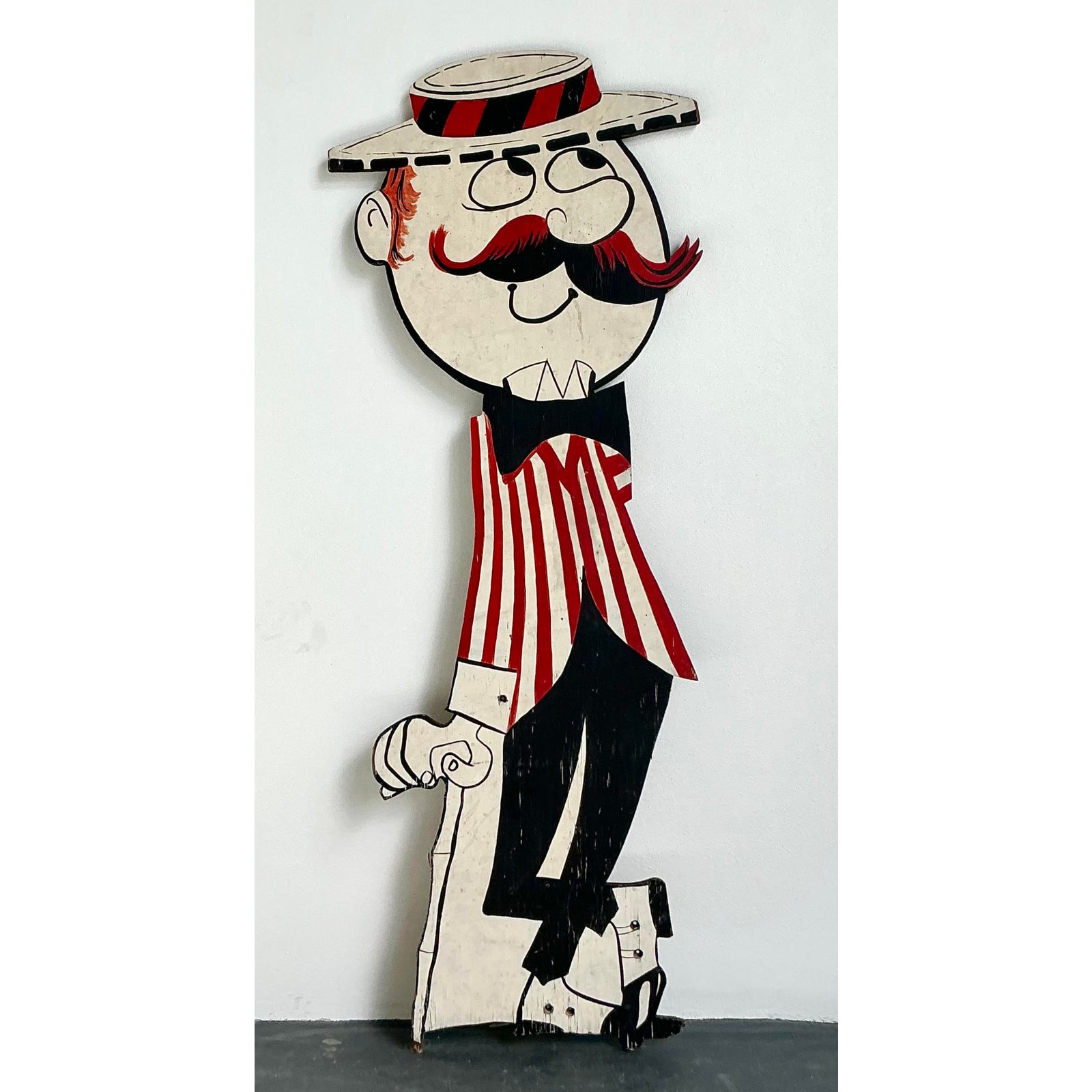 Vintage Boho Life Size Wooden Character Sign - Back view