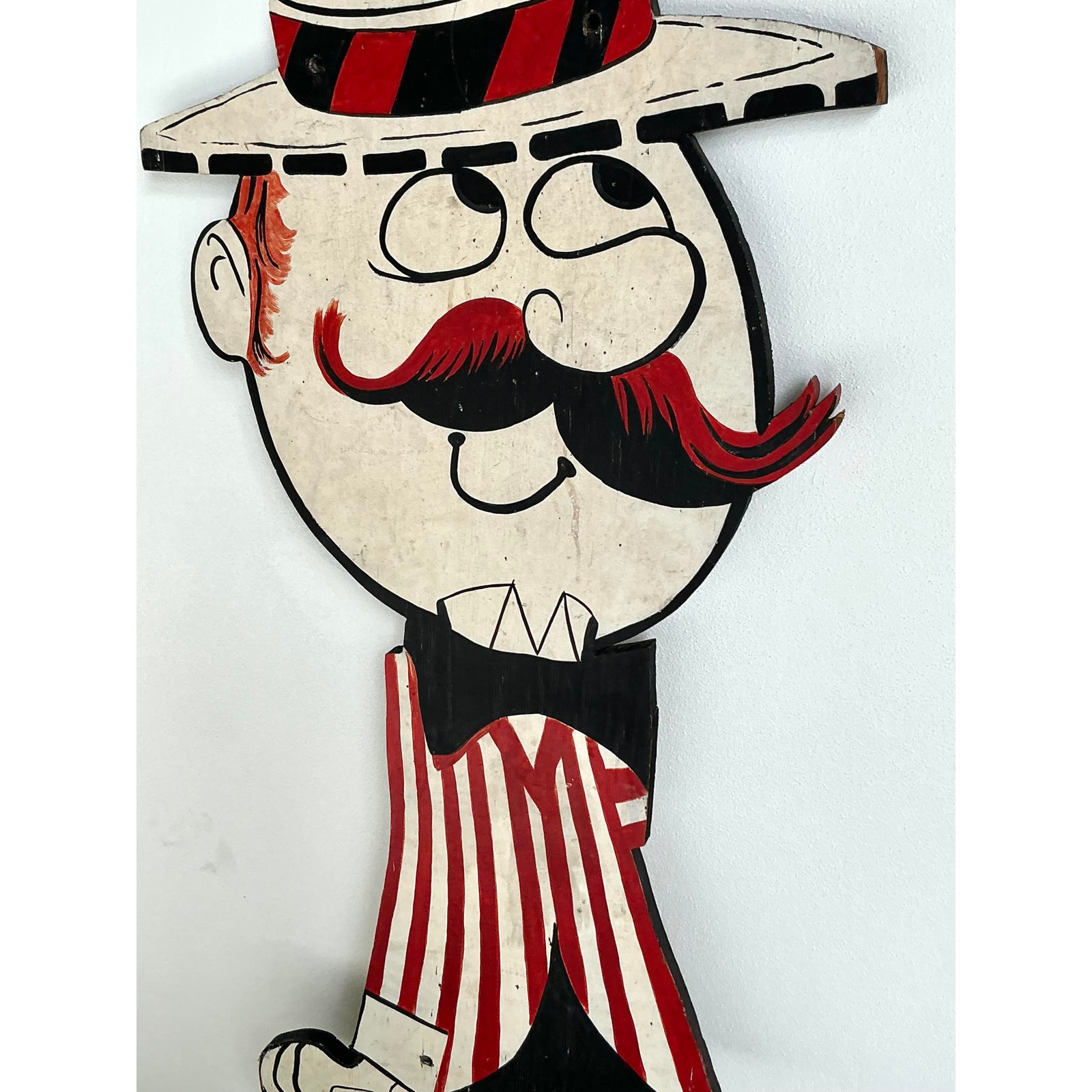 Vintage Boho Life Size Wooden Character Sign - Top view