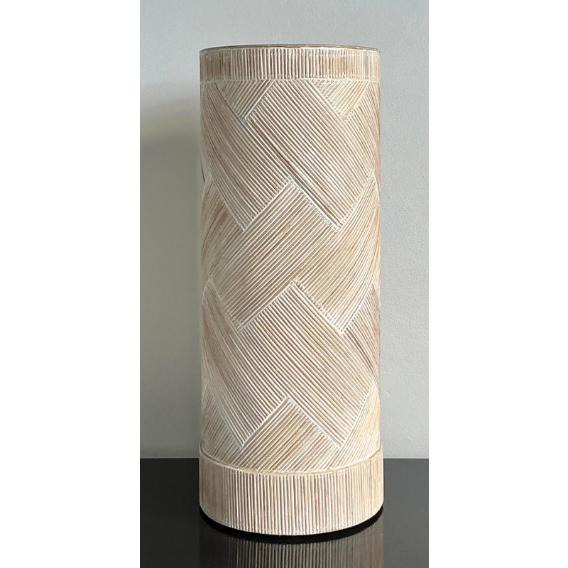 Vintage Boho Washed Pencil Reed Pedestal - Detail view