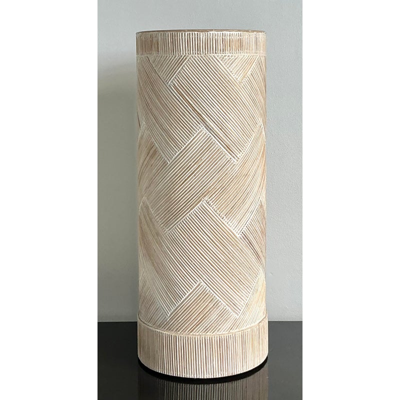 Vintage Boho Washed Pencil Reed Pedestal - Side view