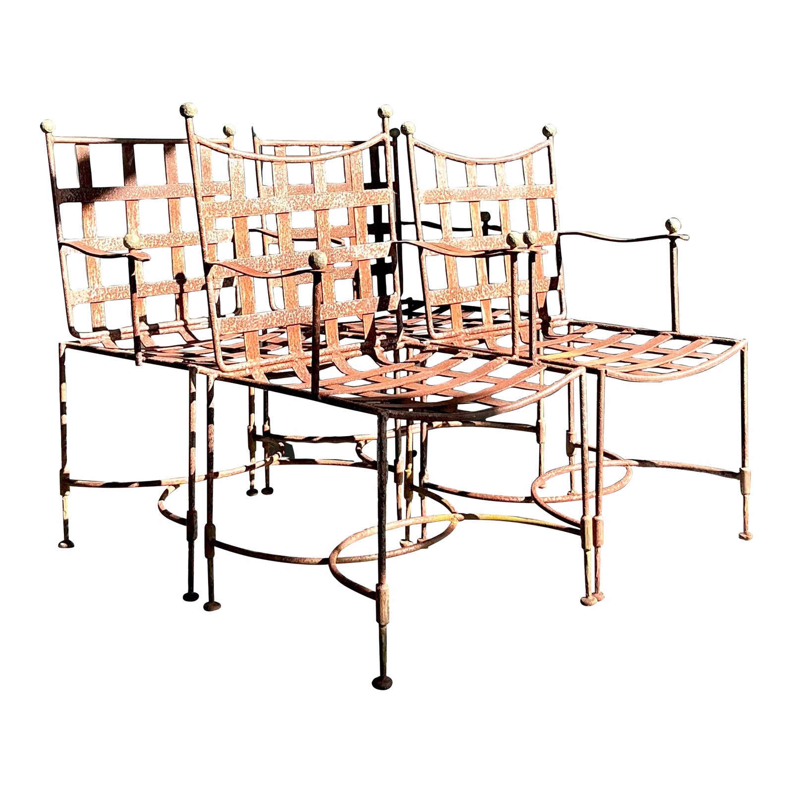 Vintage Boho Distressed Maurizio Tempestini for Salterini “Amalfi” Outdoor Dining Chairs - Set of 4