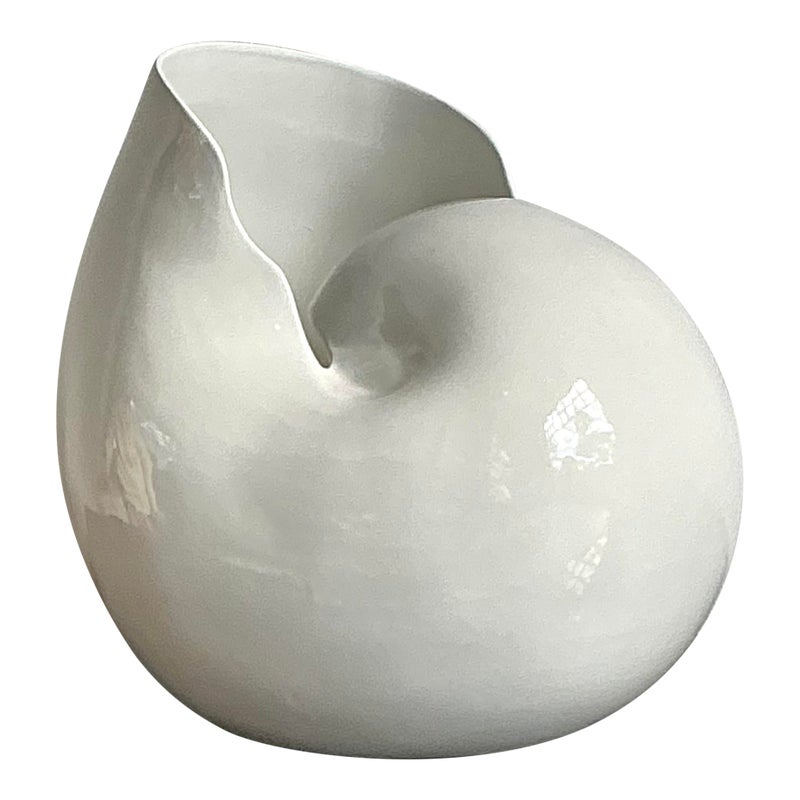 Vintage Boho Italian Monumental Glazed Ceramic Snail