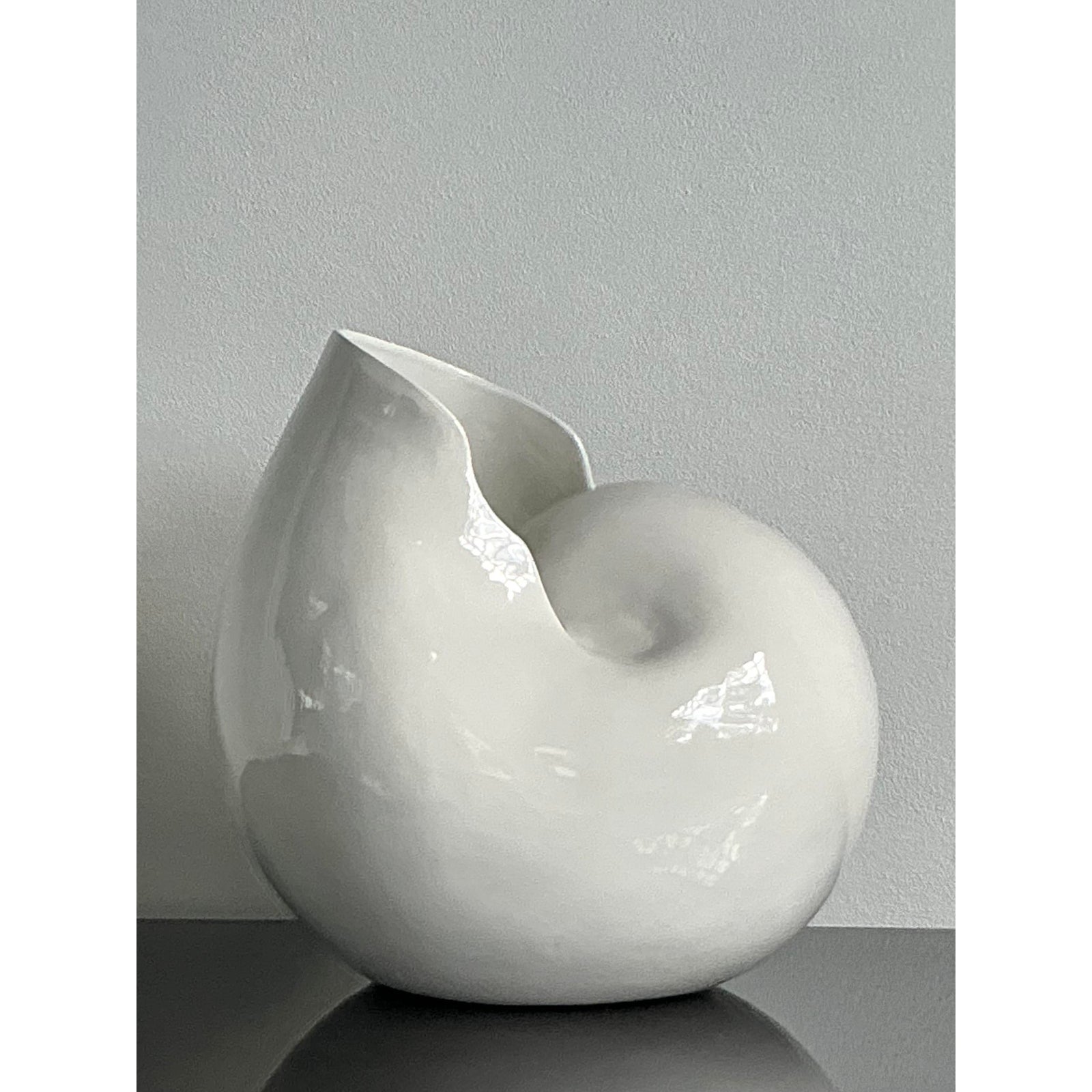 Vintage Boho Italian Monumental Glazed Ceramic Snail - Back view