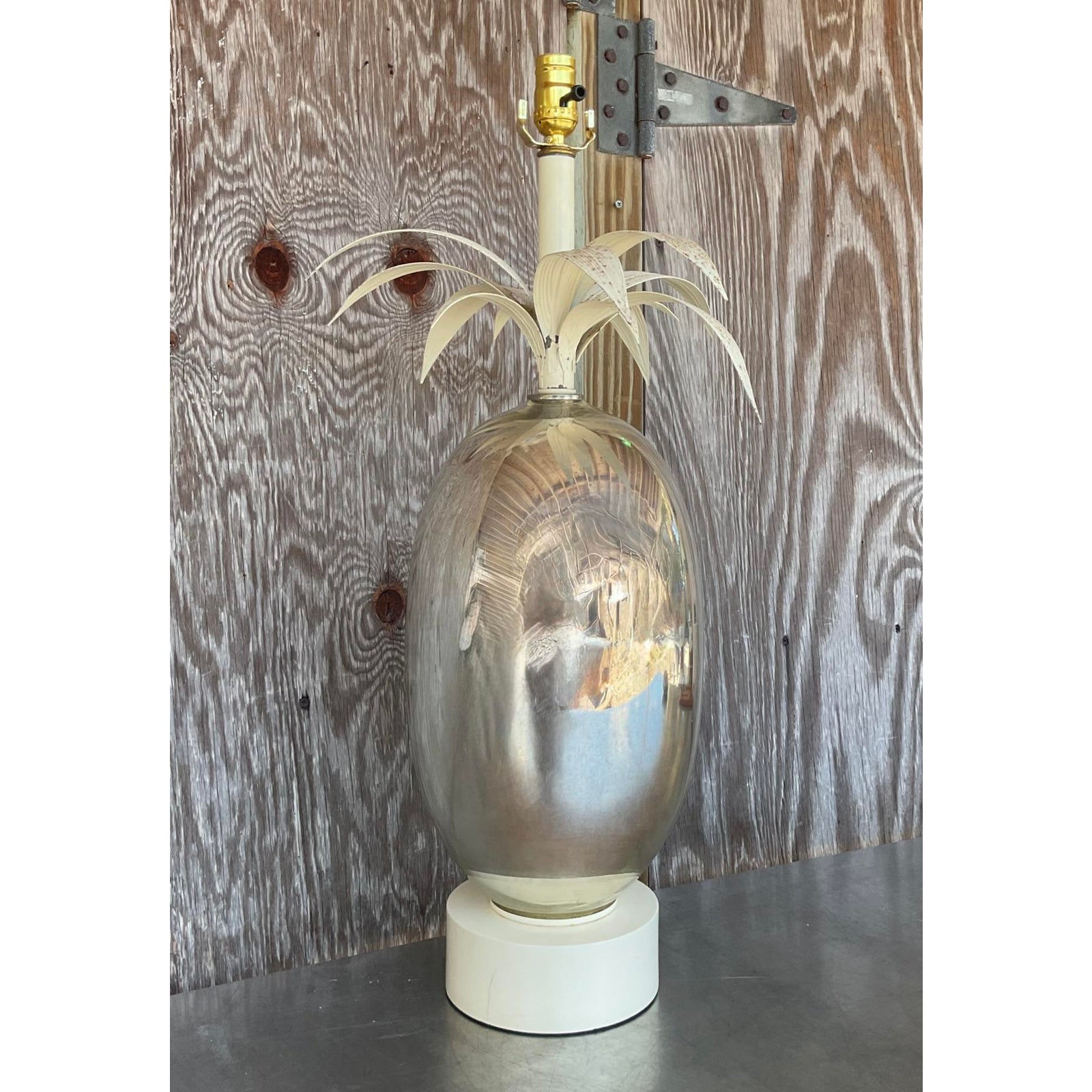 Vintage Coastal Mercury Palm Lamp - Side view
