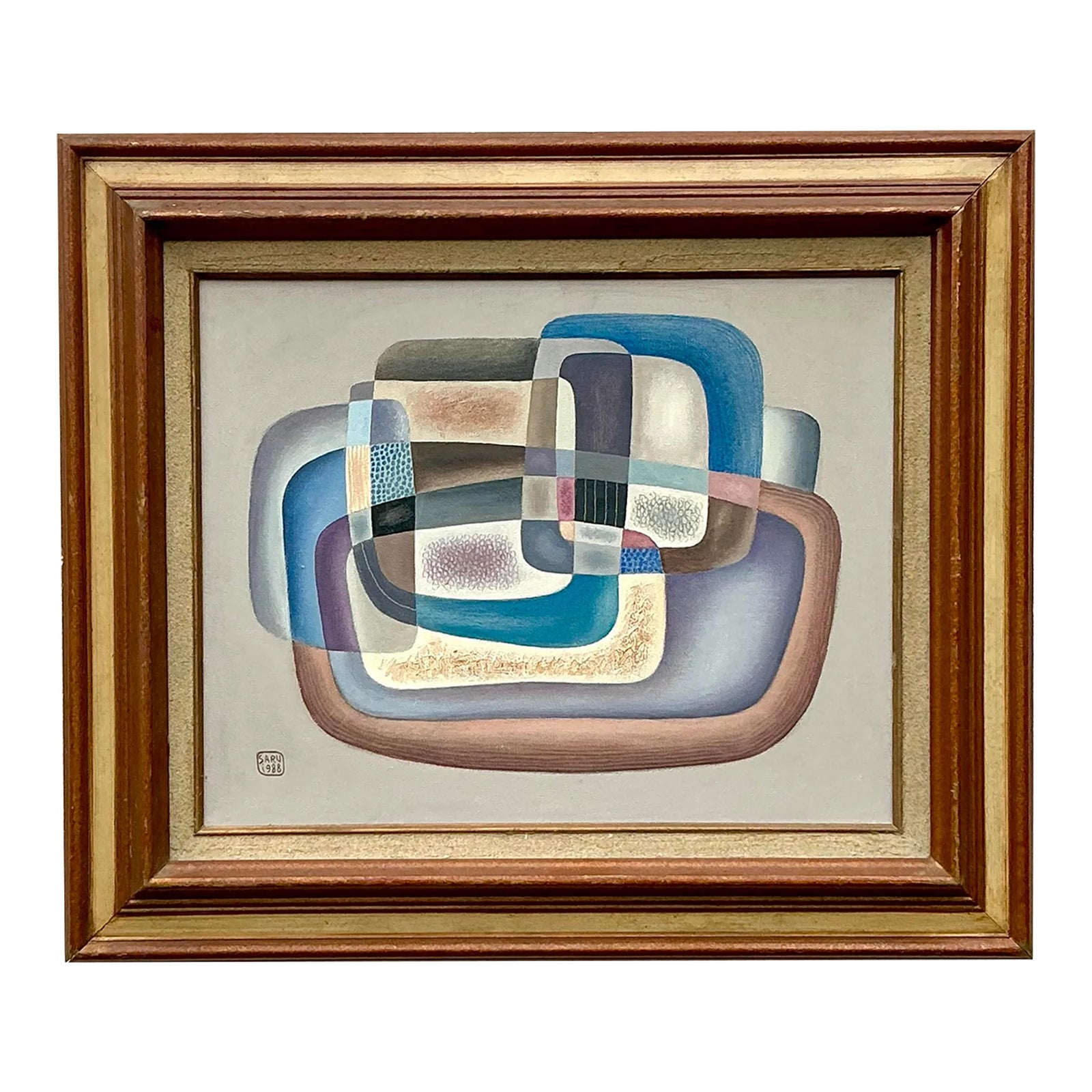 Vintage Boho 1988 Abstract Painting on Canvas