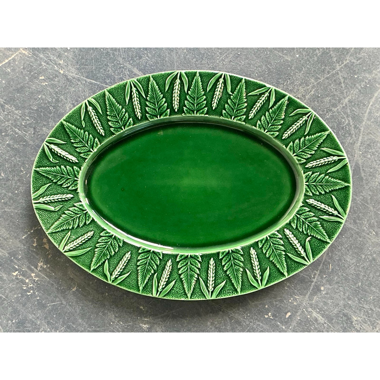 Vintage Boho Italian Glazed Ceramic Platter - Top view