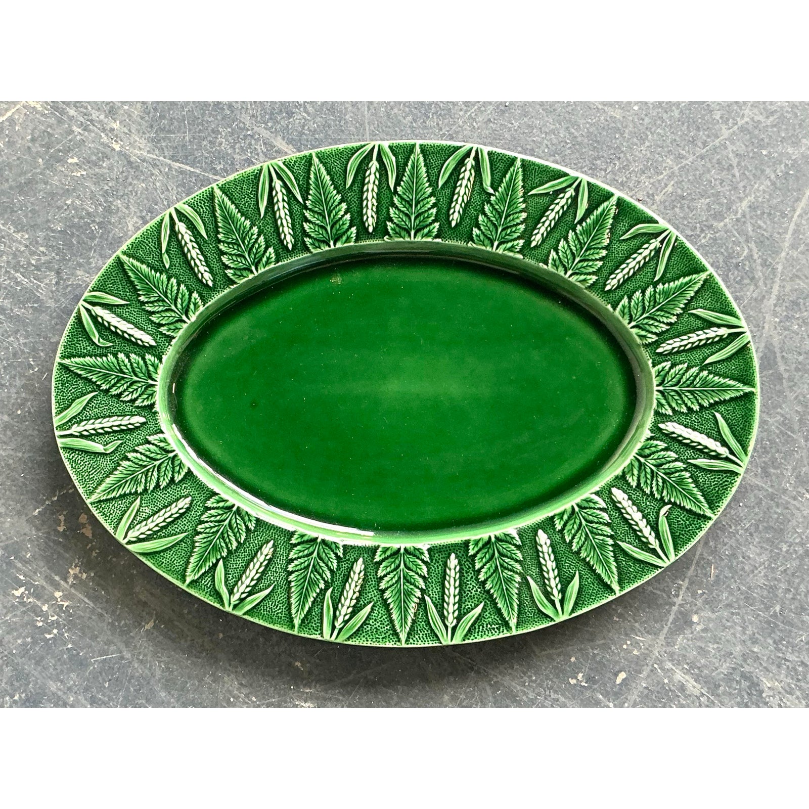 Vintage Boho Italian Glazed Ceramic Platter - Side view