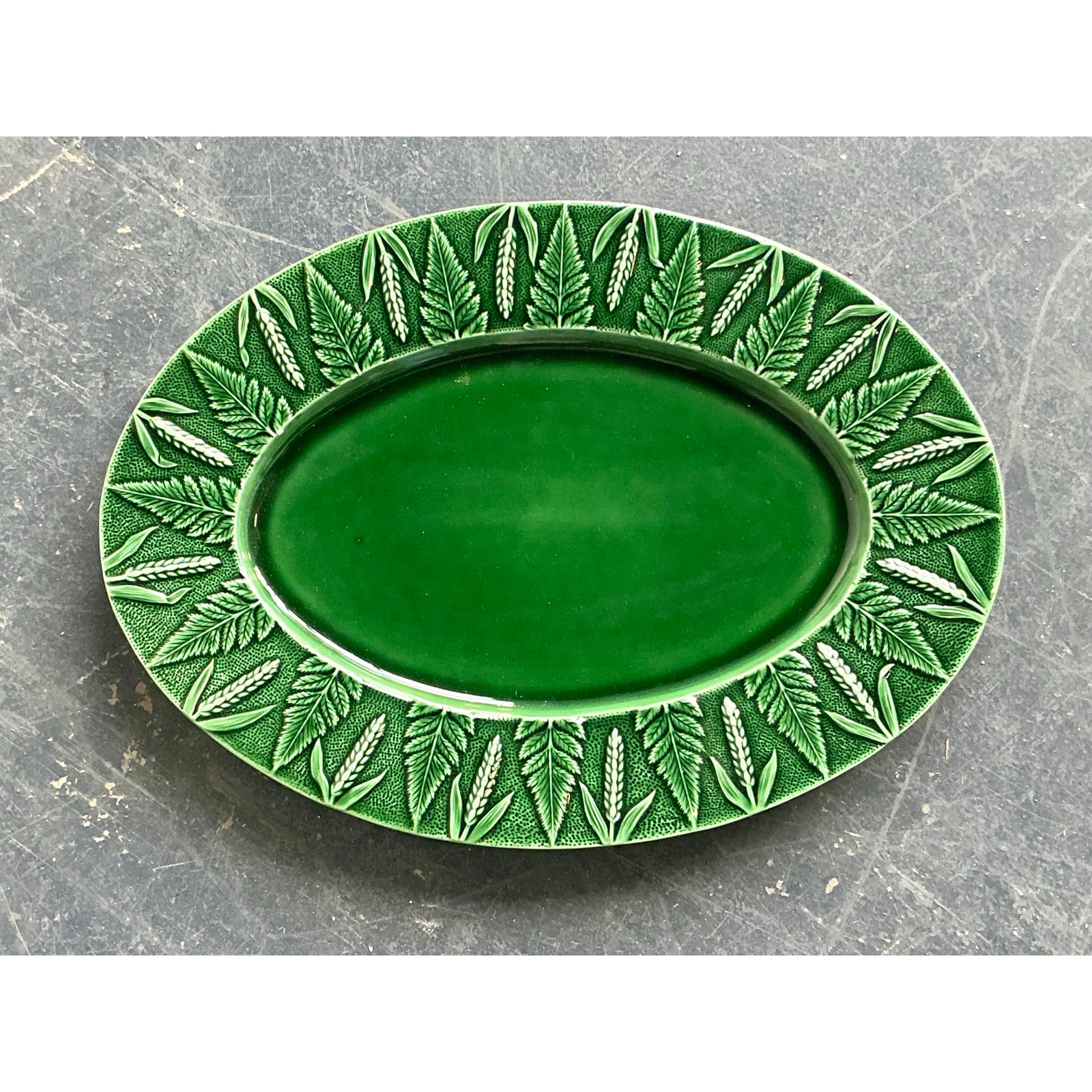 Vintage Boho Italian Glazed Ceramic Platter - Detail view