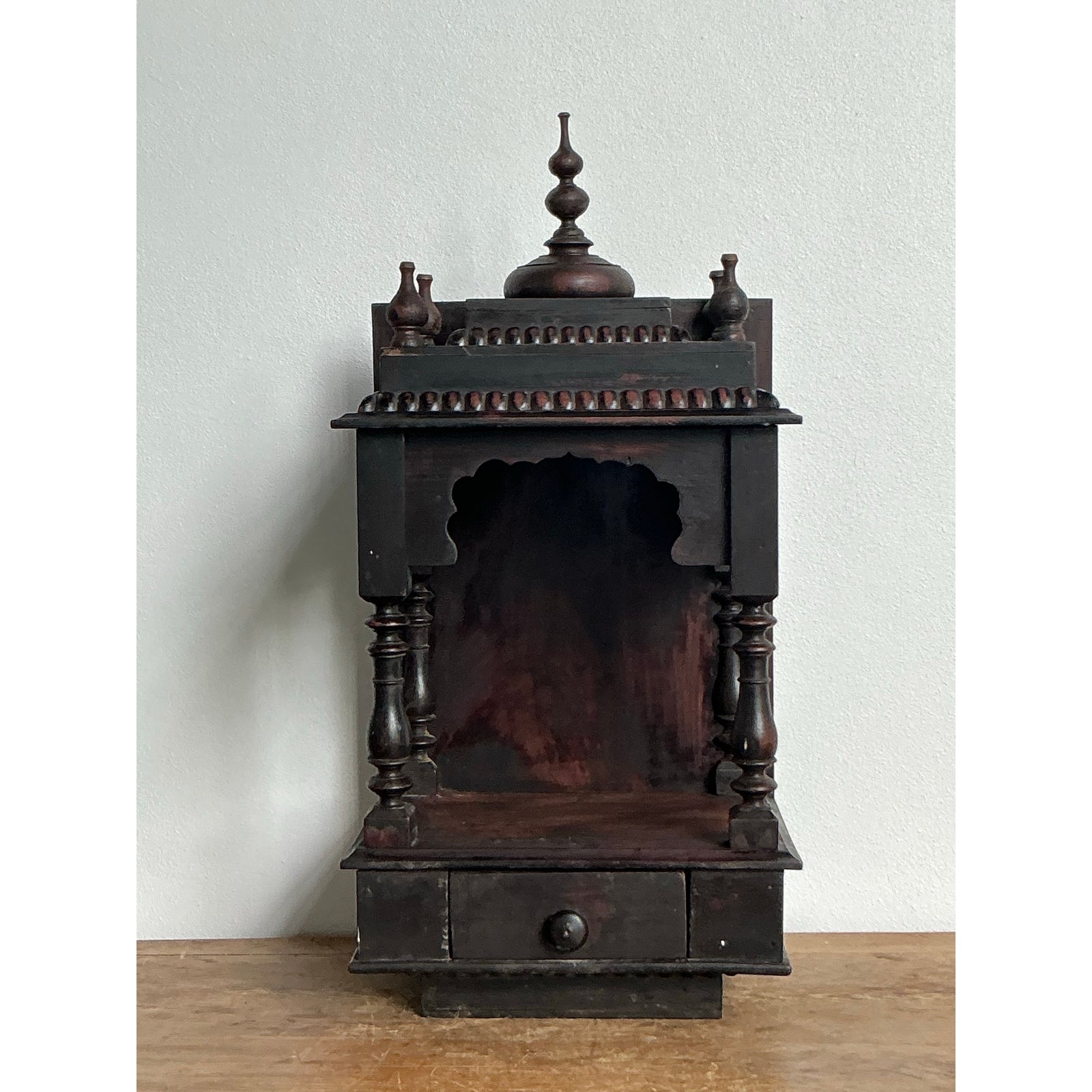 Vintage Boho Carved Wood Altar - Back view