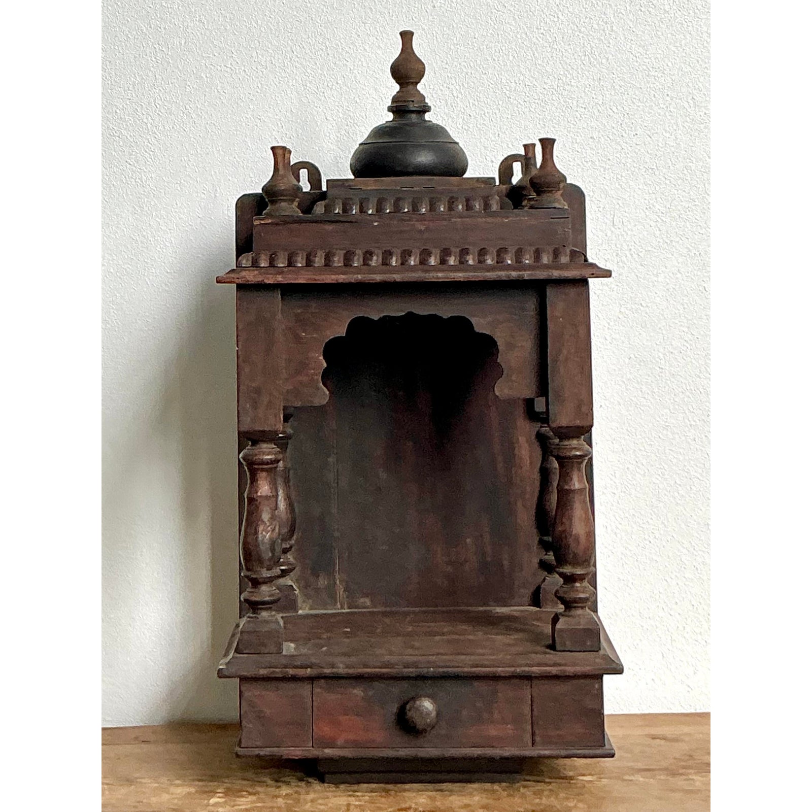 Vintage Boho Carved Wood Altar - Detail view