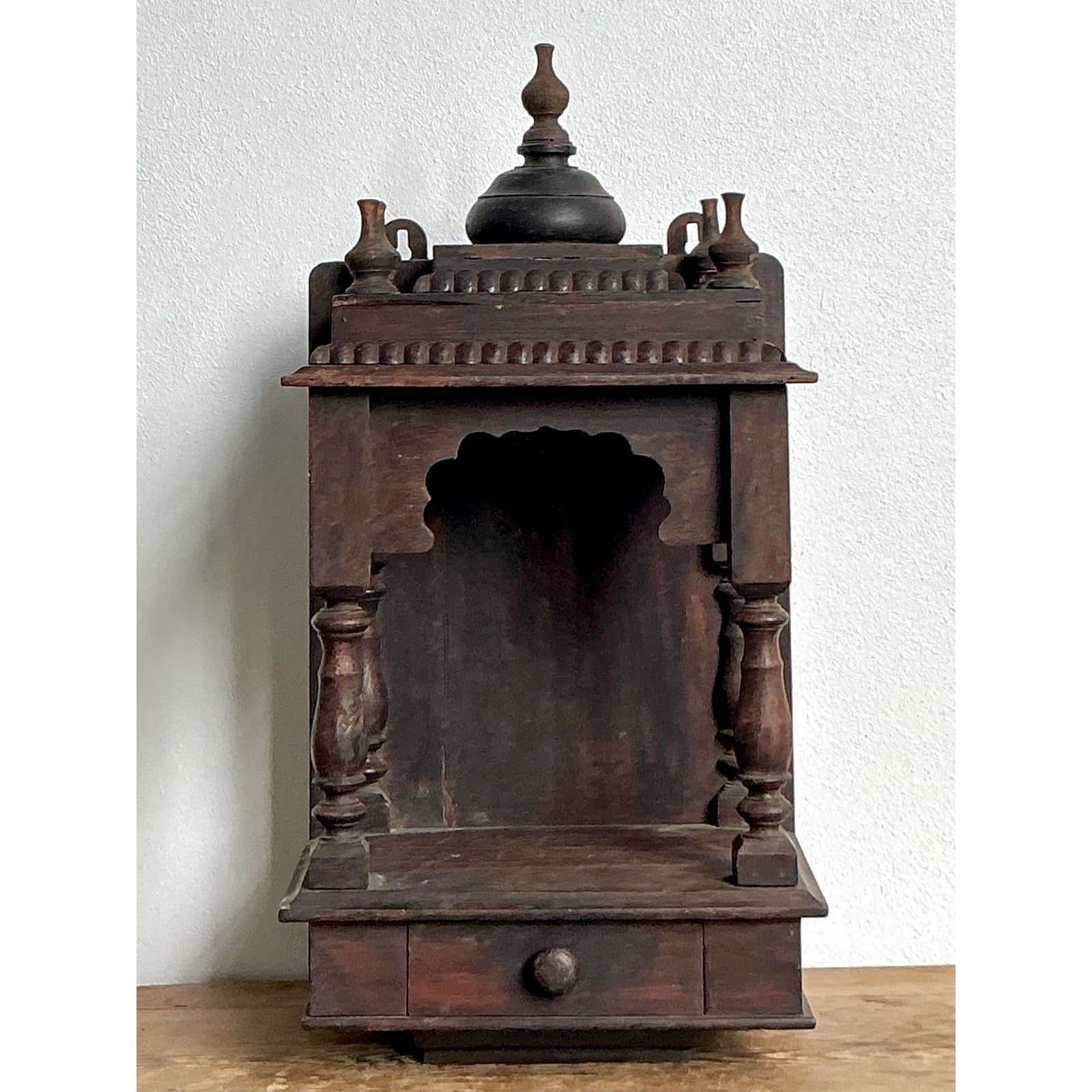 Vintage Boho Carved Wood Altar - Detail view