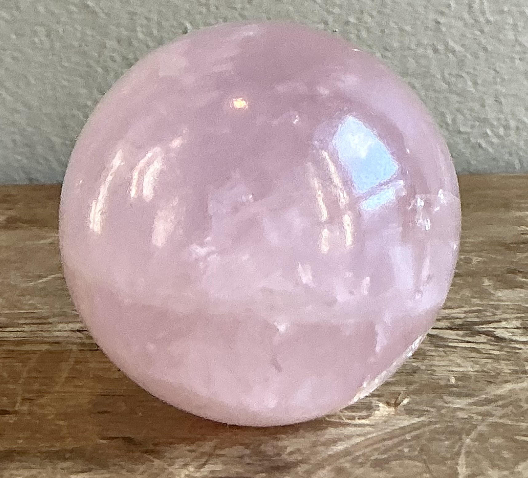 Vintage Boho Rose Quartz Sphere - Side view