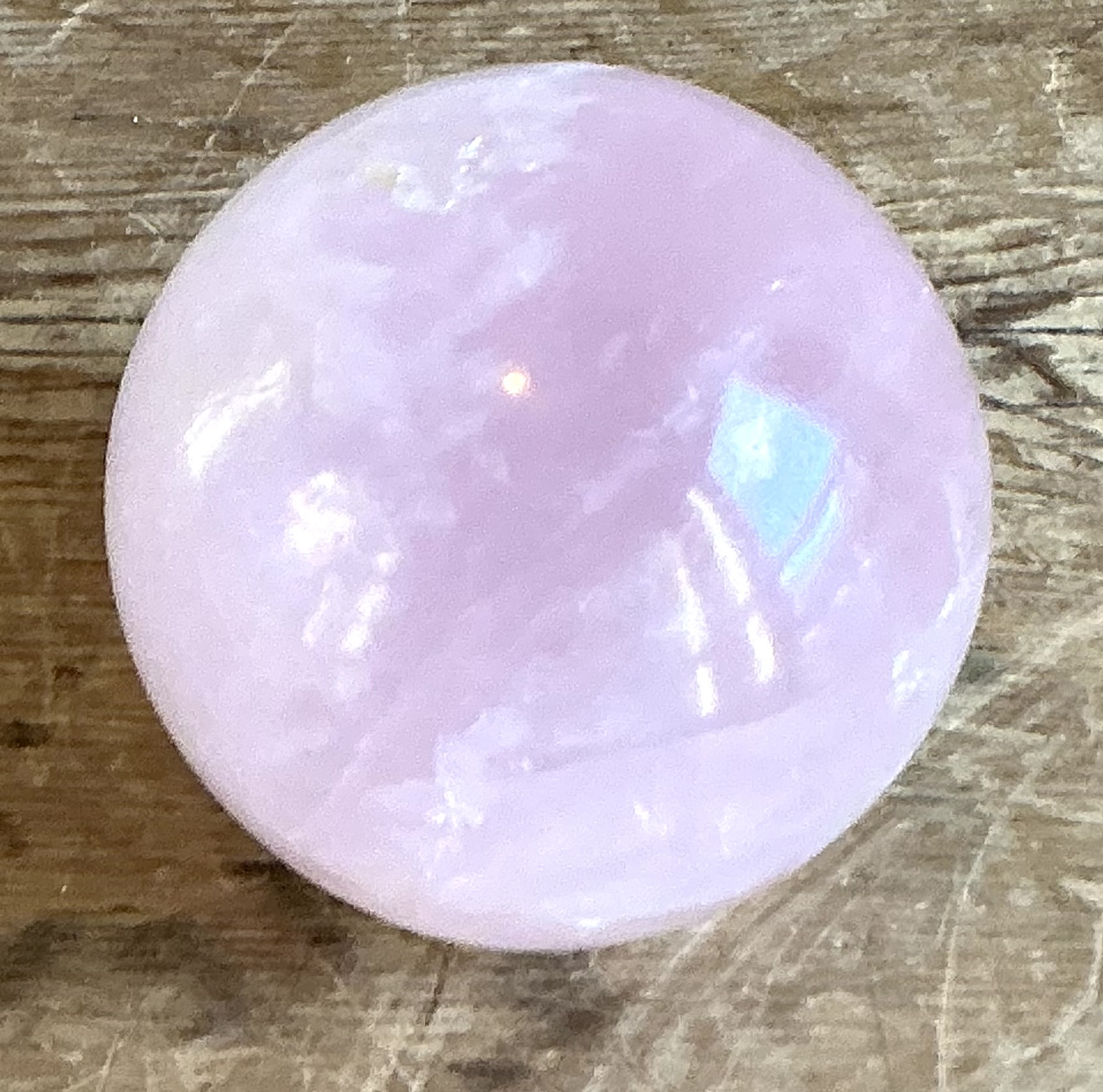 Vintage Boho Rose Quartz Sphere - Top view