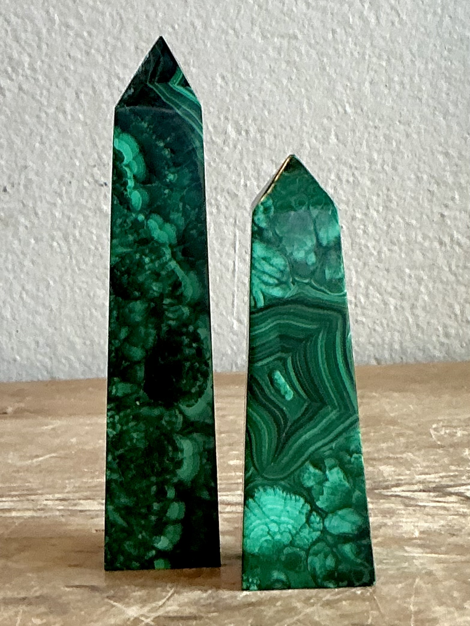 Vintage Boho Malachite Obelisk- a Pair - Back view