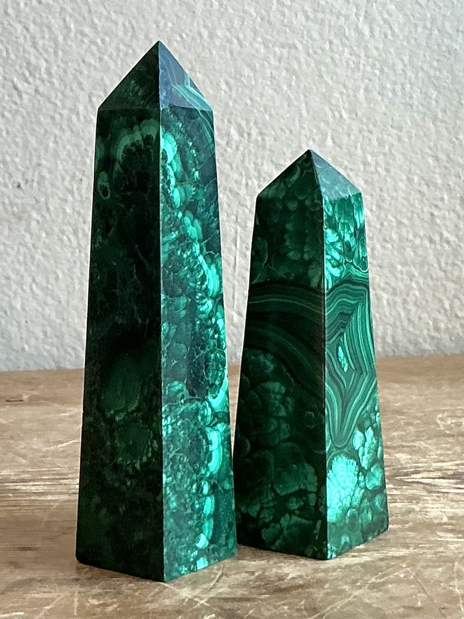 Vintage Boho Malachite Obelisk- a Pair - Detail view