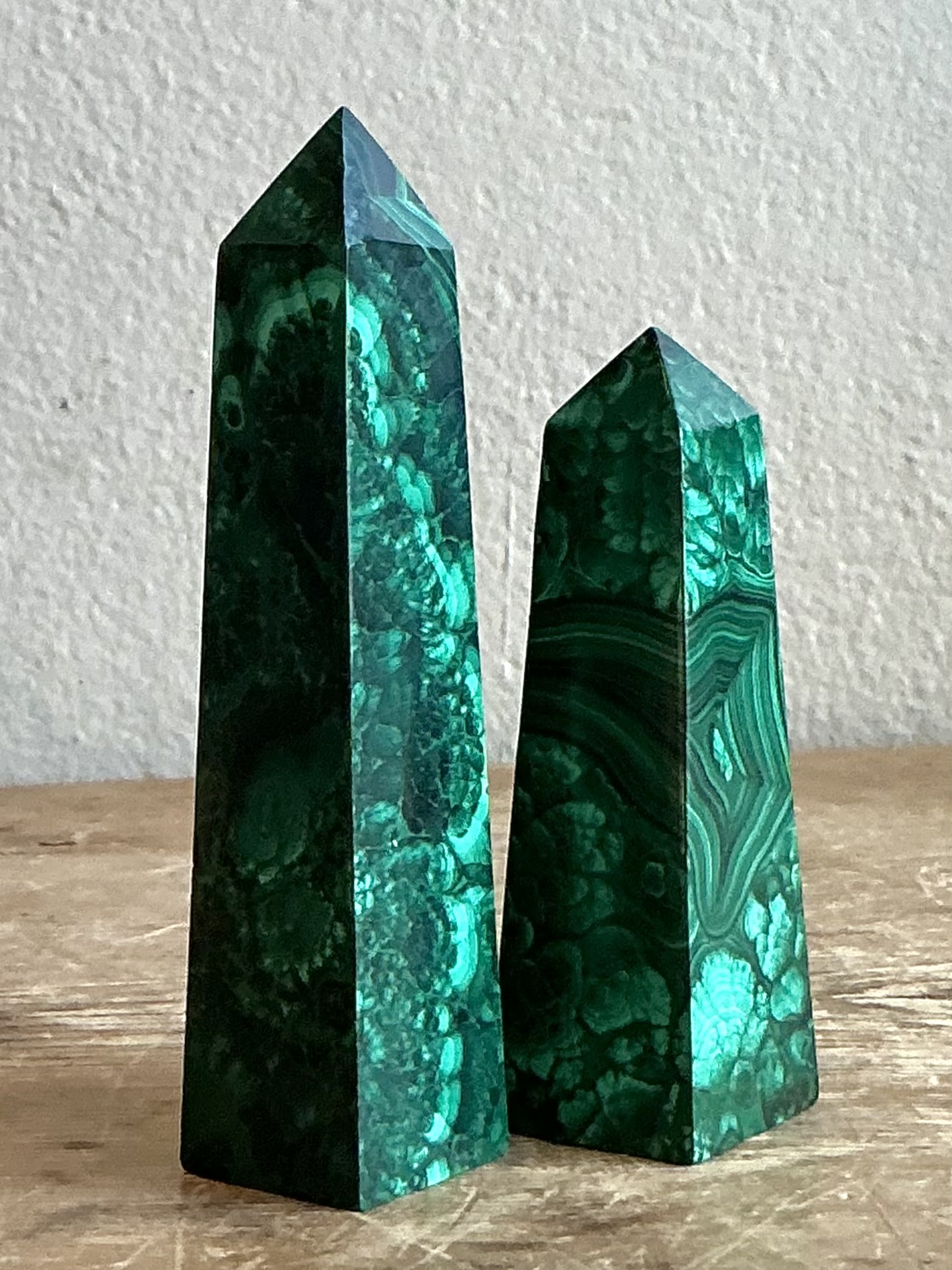 Vintage Boho Malachite Obelisk- a Pair - Side view