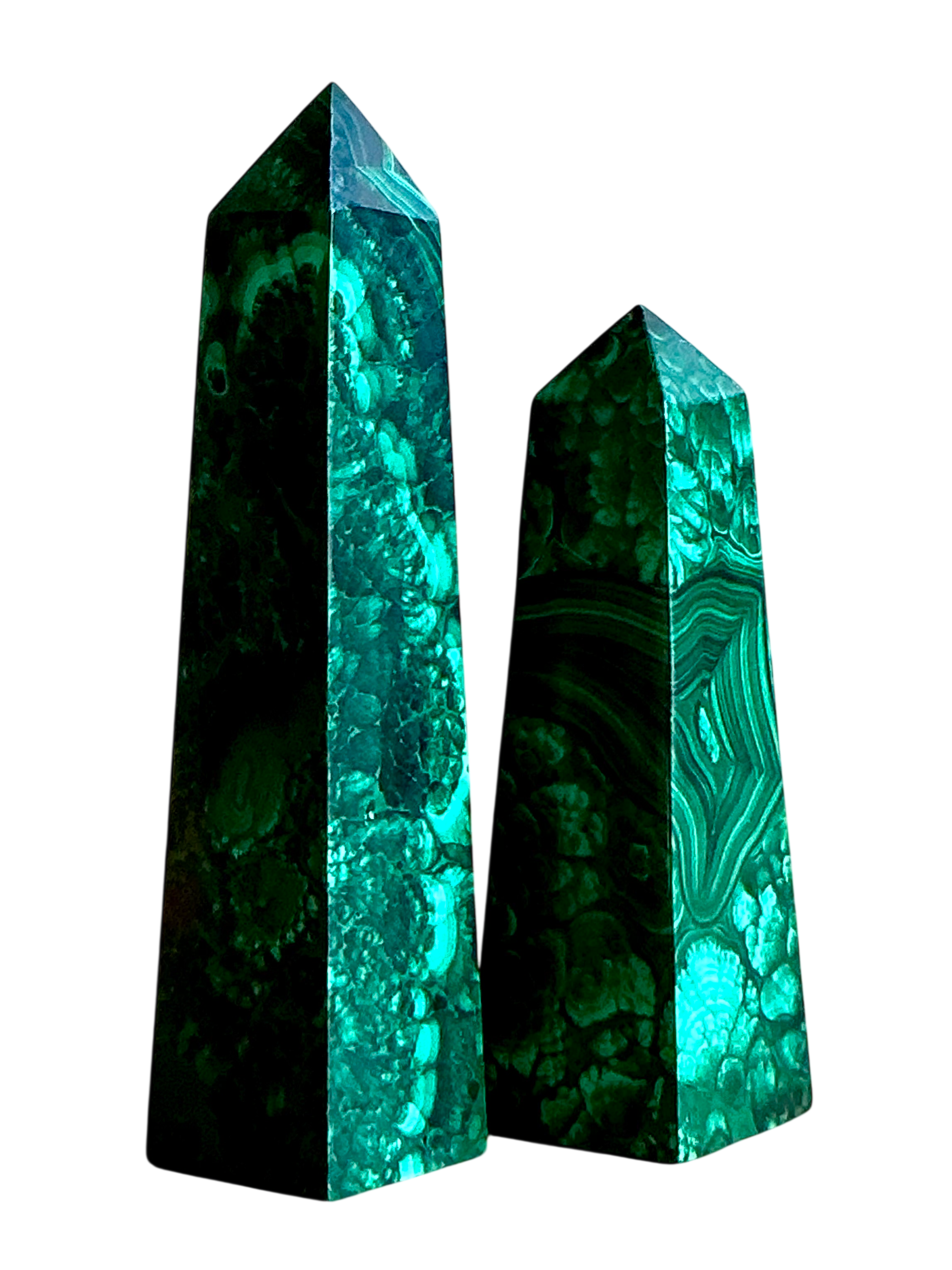 Vintage Boho Malachite Obelisk- a Pair