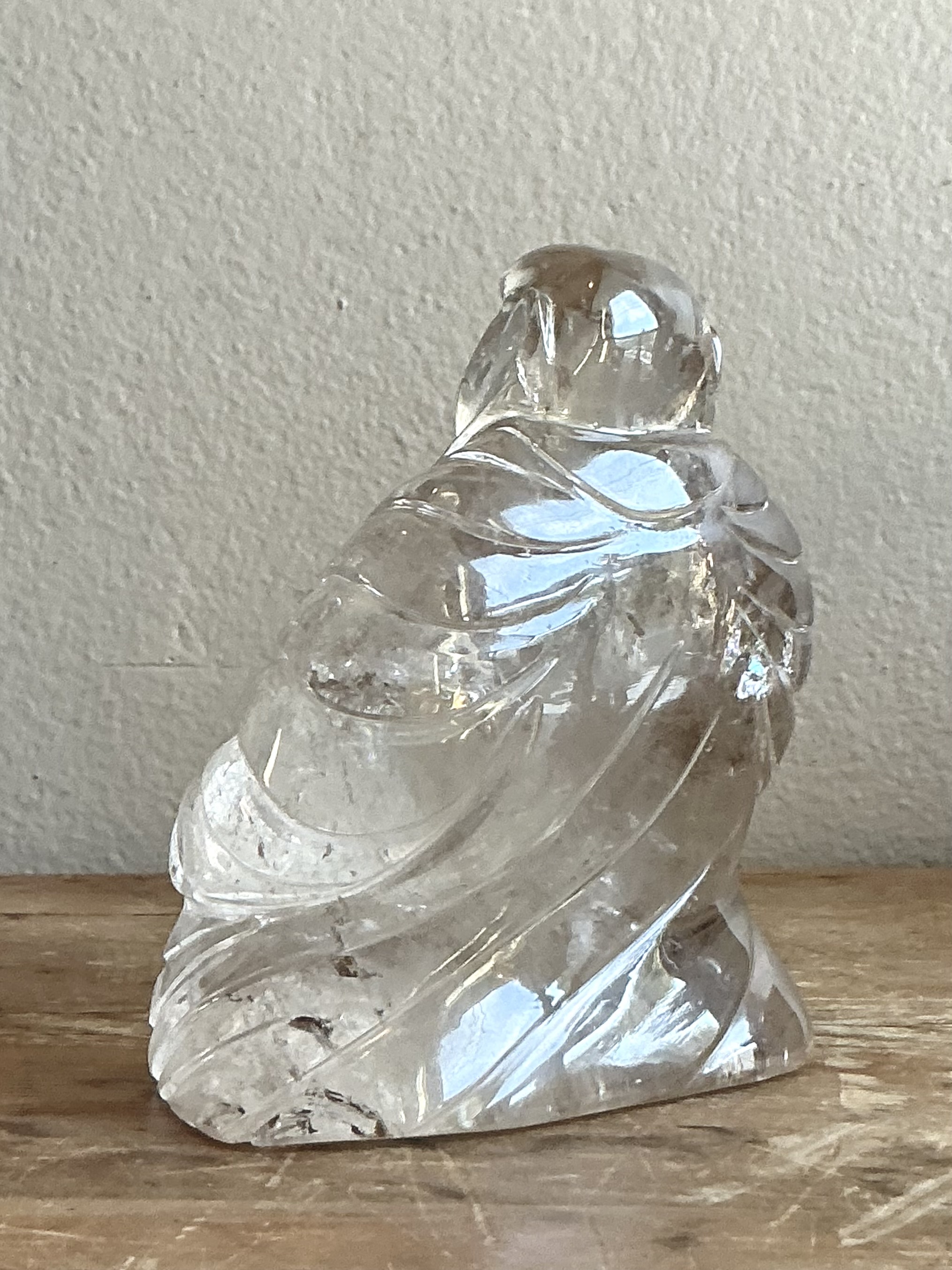 Vintage Boho Clear Quartz Carved Buddha - Top view