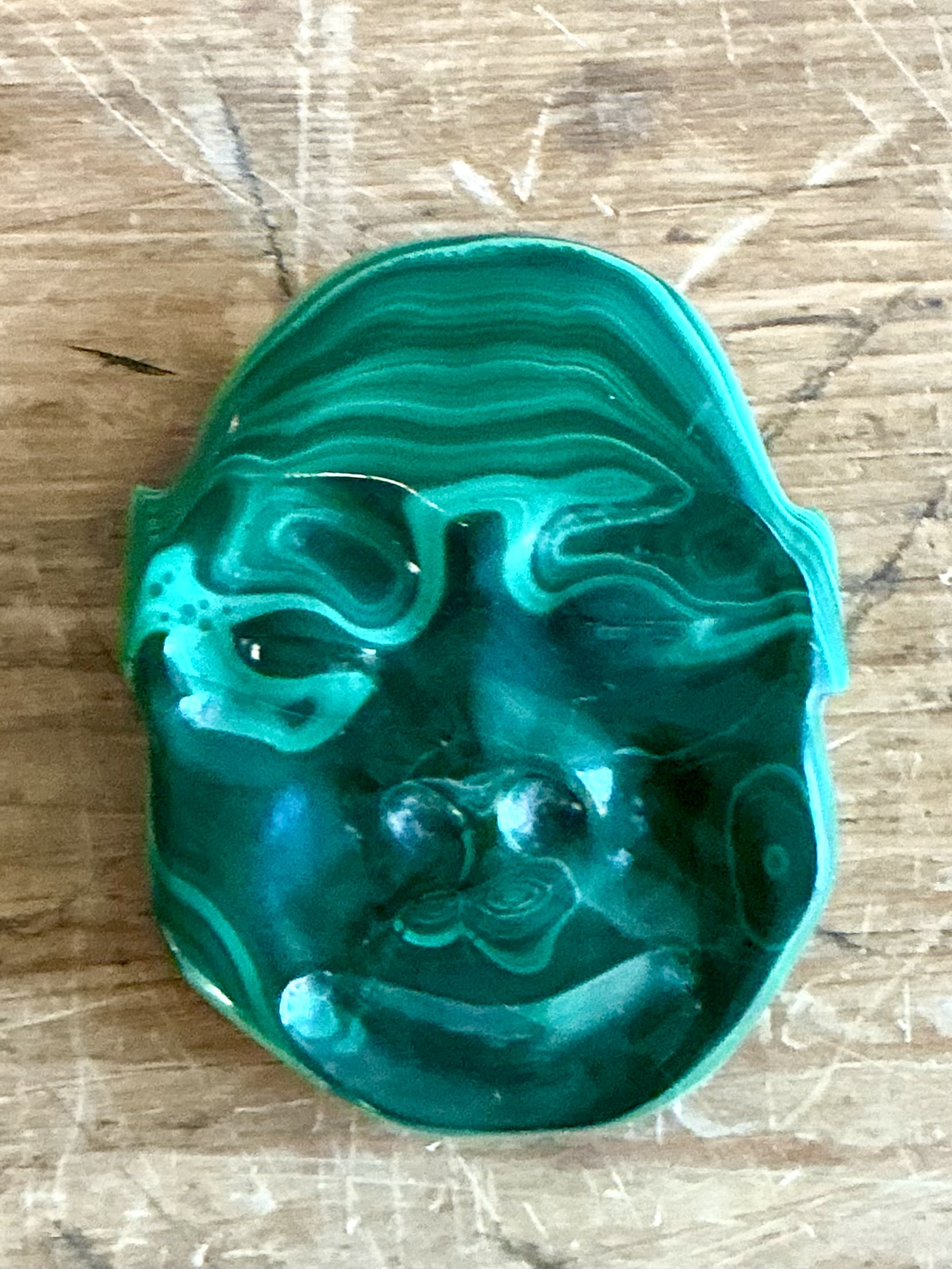 Vintage Boho Malachite Face - Top view