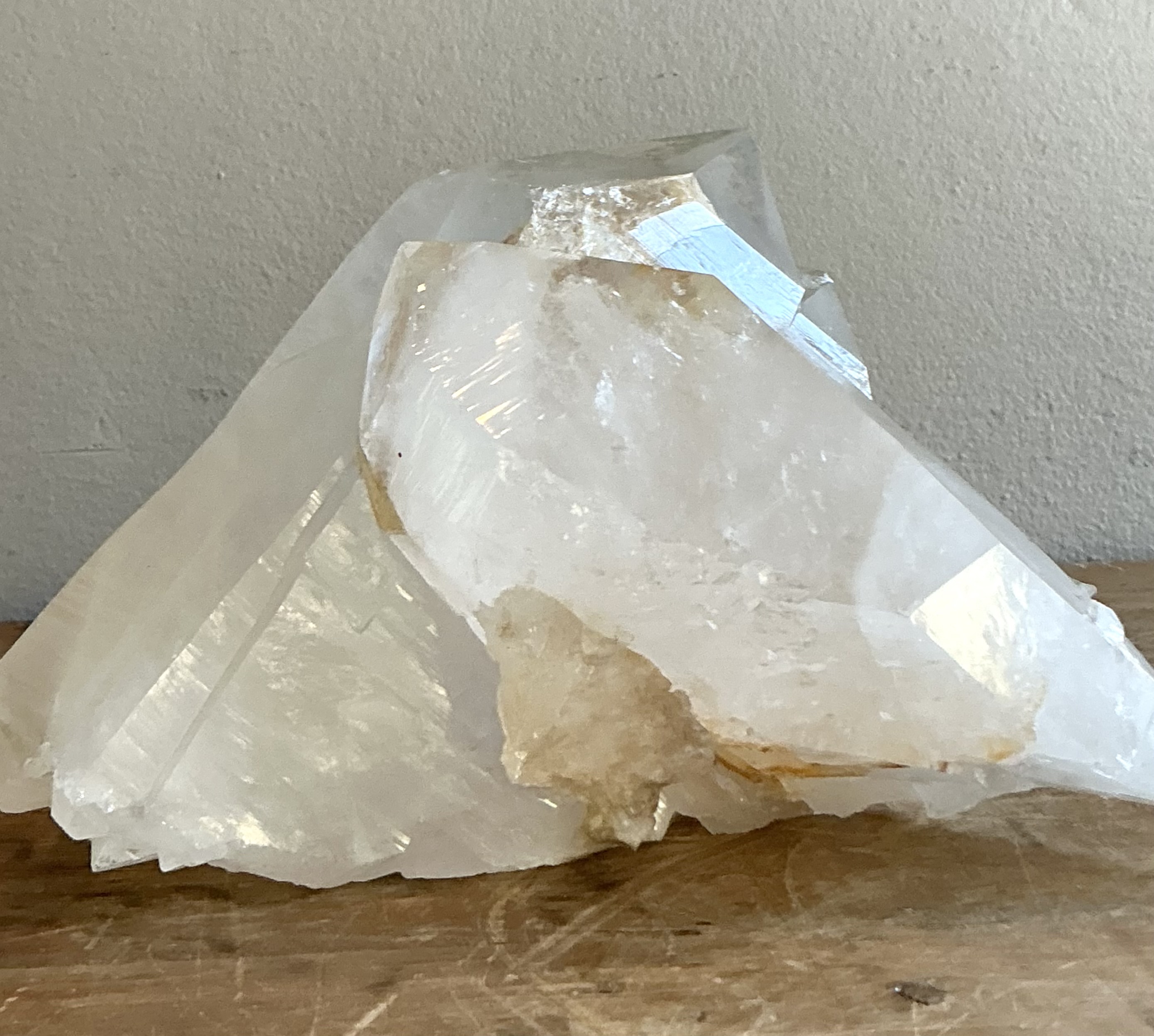 Vintage Boho Large Clear Quartz Point Cluster - Side view
