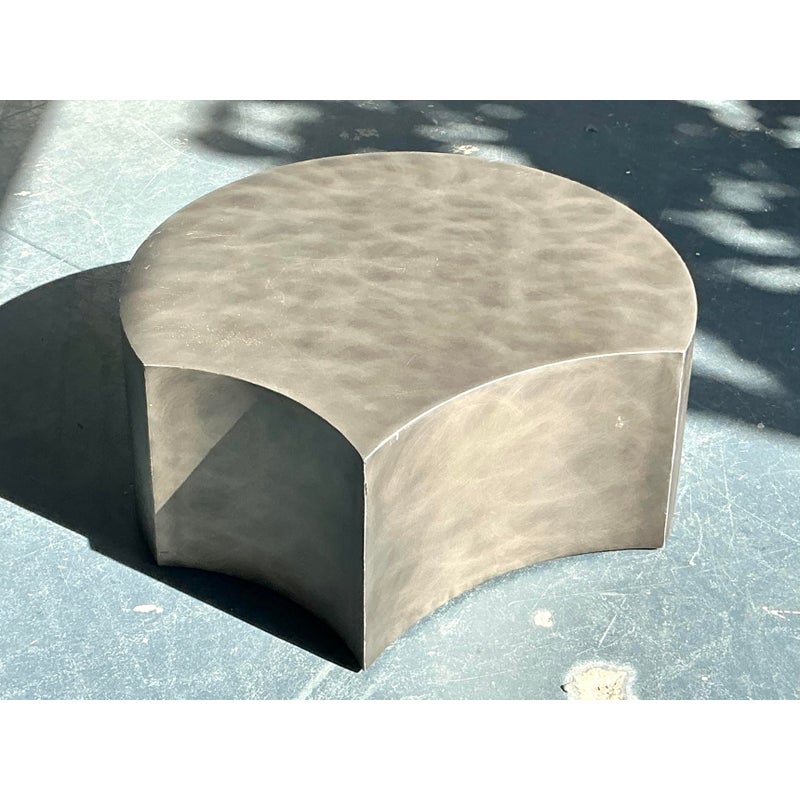 Vintage Postmodern Sculpted Metal Coffee Table - Side view