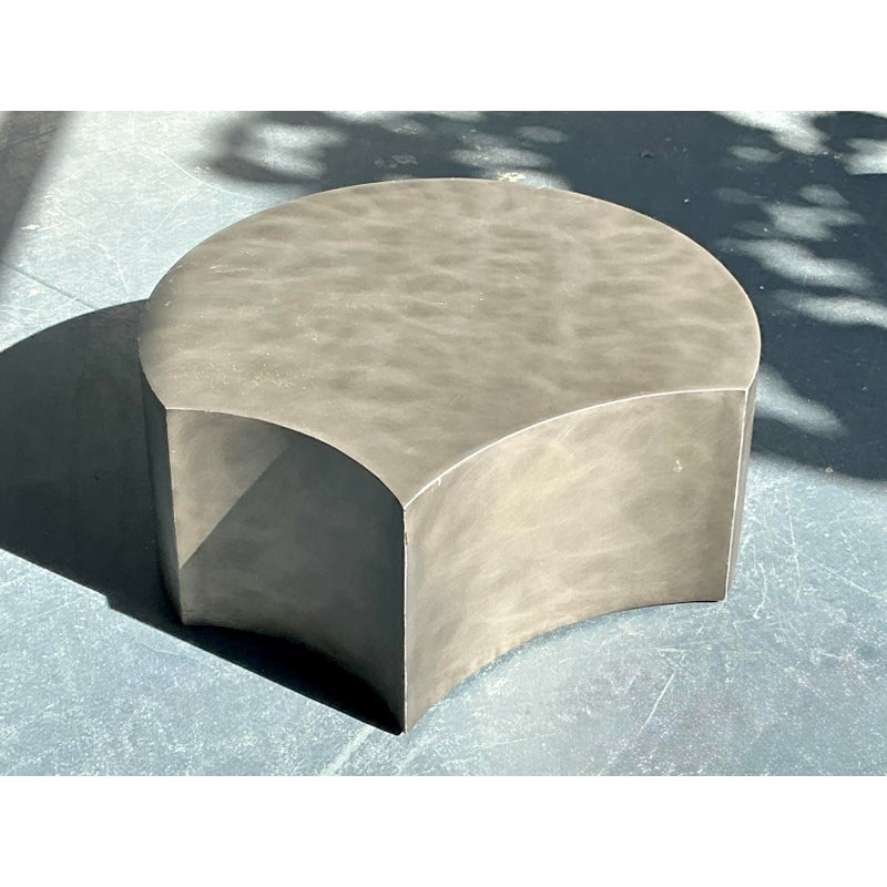 Vintage Postmodern Sculpted Metal Coffee Table - Top view