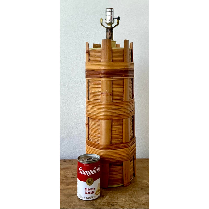 Vintage Boho Wrapped Rattan Lamp - Top view
