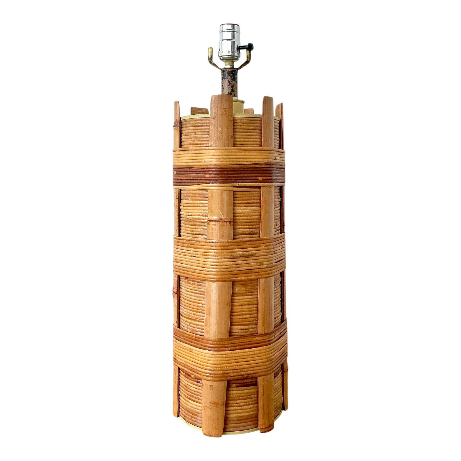 Vintage Boho Wrapped Rattan Lamp