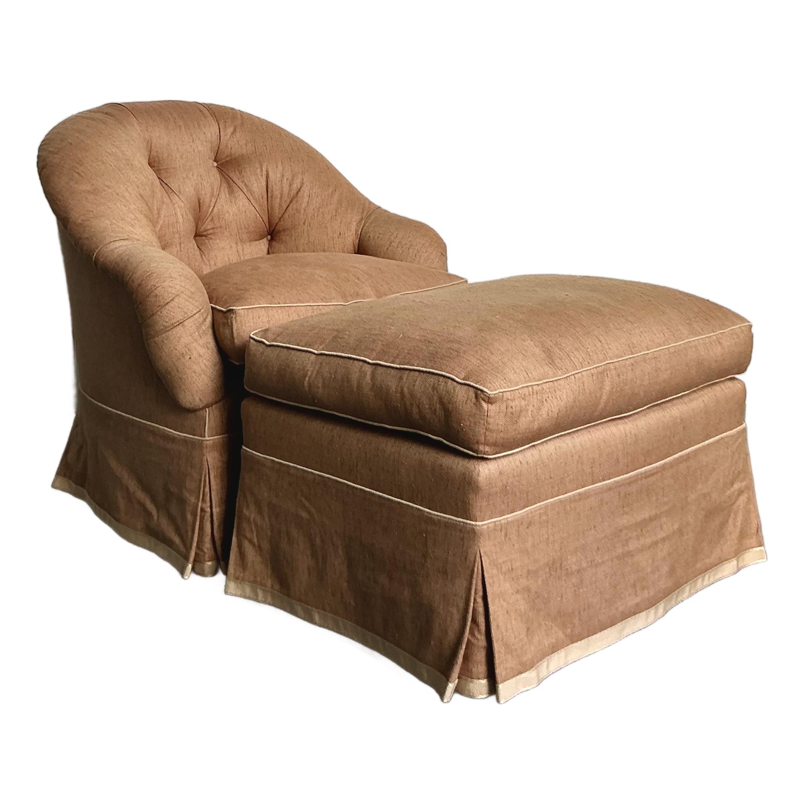 Vintage Regency Tufted Lounge Chair and Ottoman