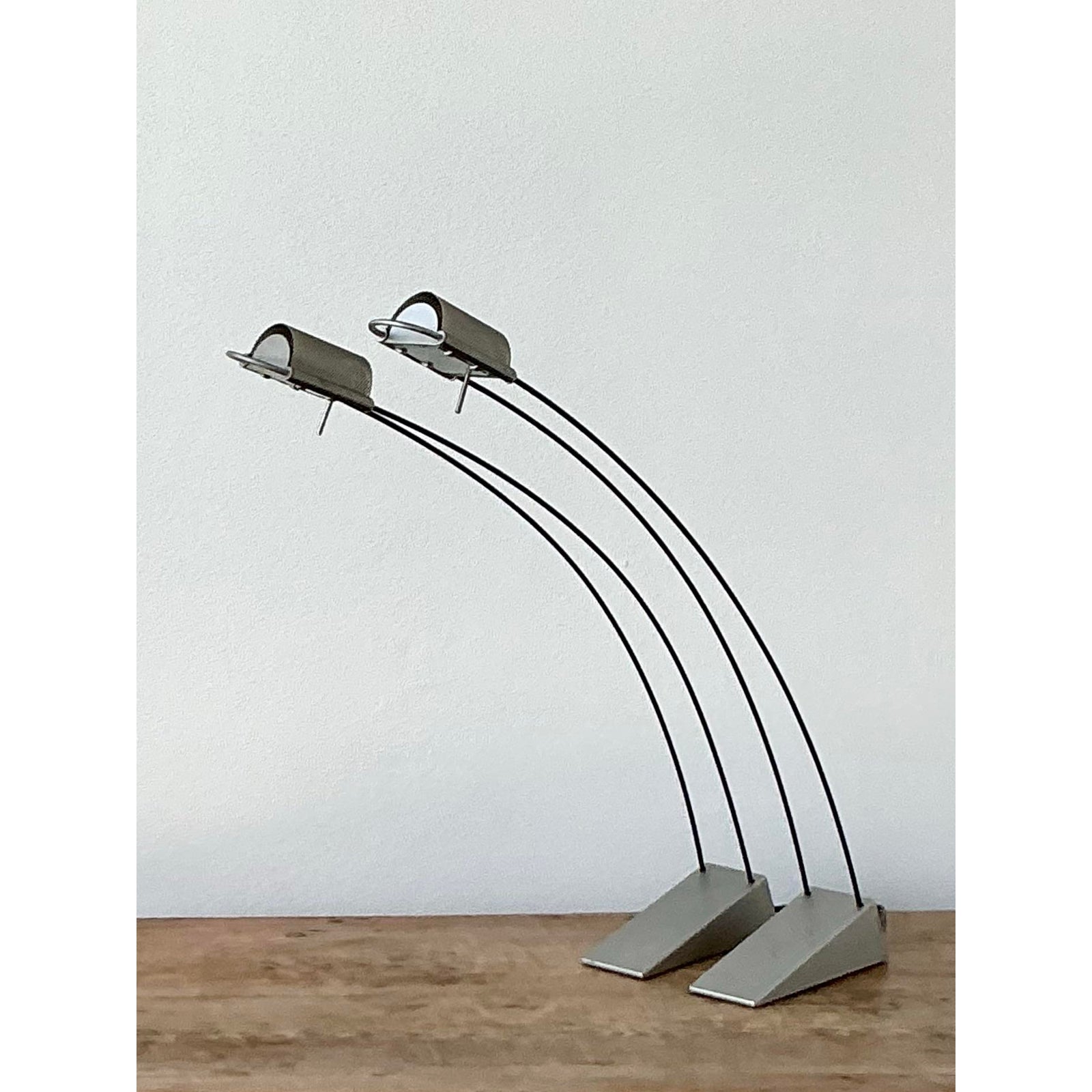 Vintage Contemporary Arc Table Lamps After Robert Sonneman - Side view