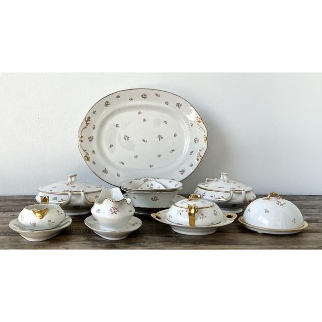 Vintage Regency Limoges China Floral Serving Pieces - Set of 12 - Top view
