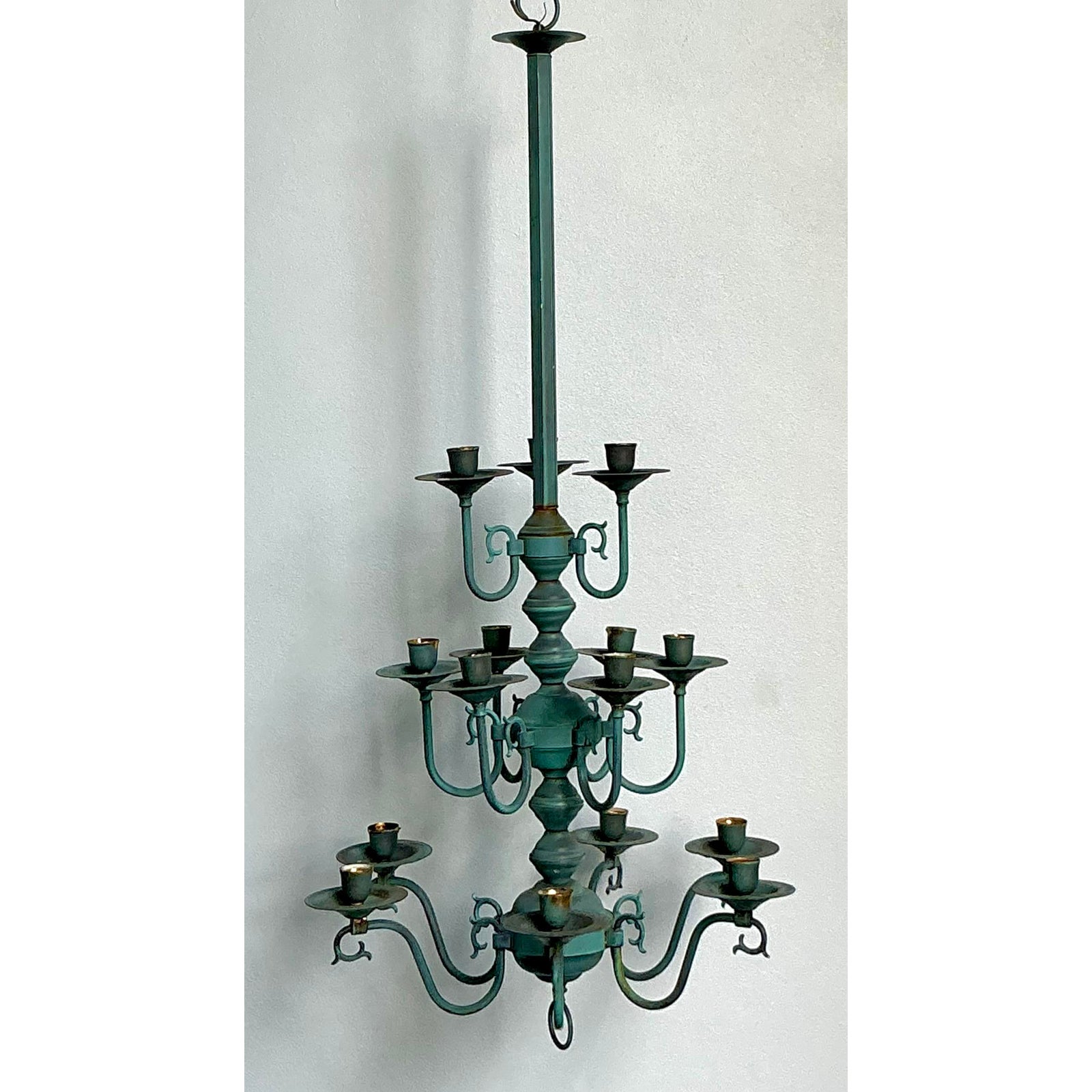 Vintage Boho Verdigris 15 Arm Chandelier - Top view