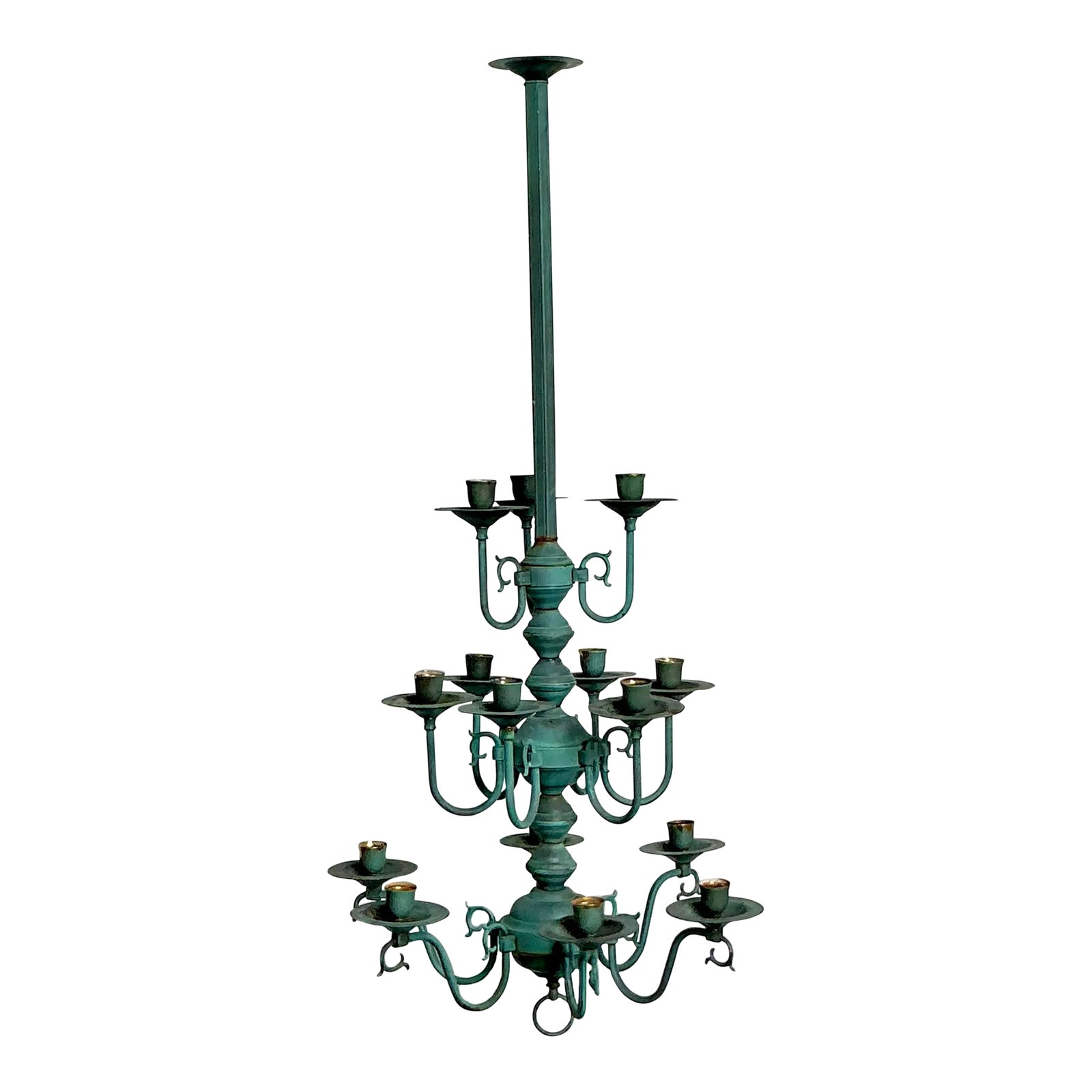 Vintage Boho Verdigris 15 Arm Chandelier