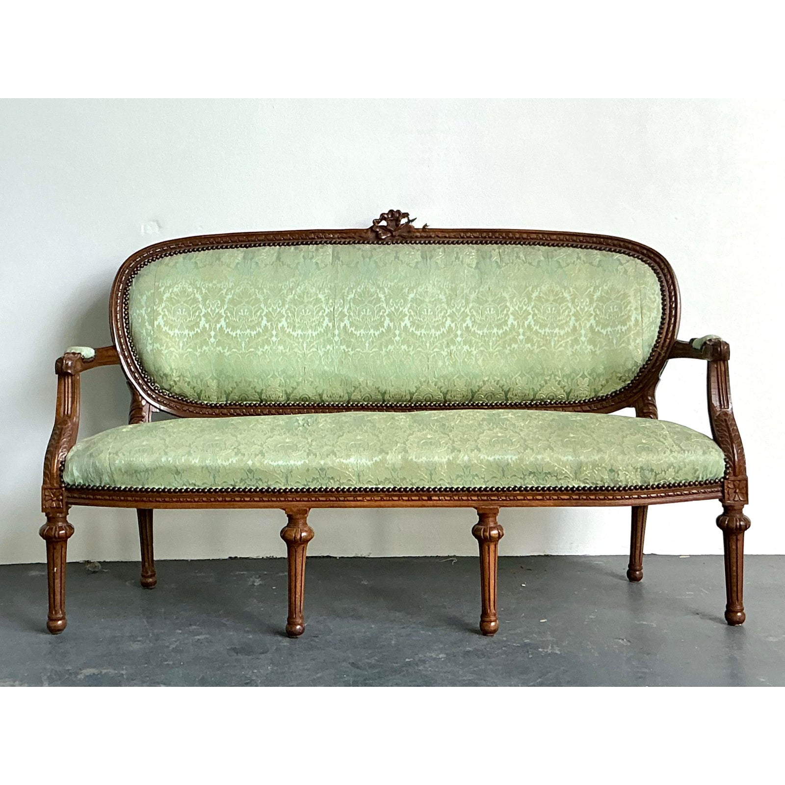 Vintage Boho Carved Canape Sofa - Side view