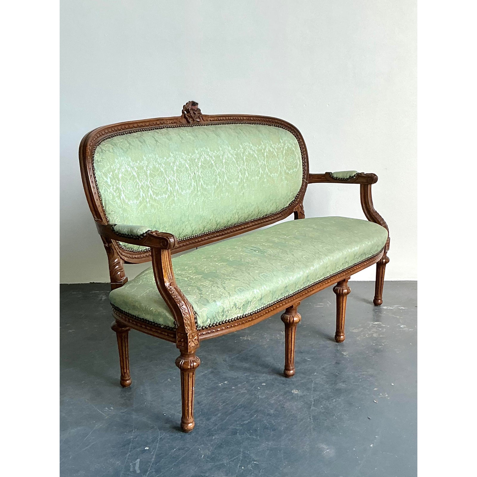 Vintage Boho Carved Canape Sofa - Top view