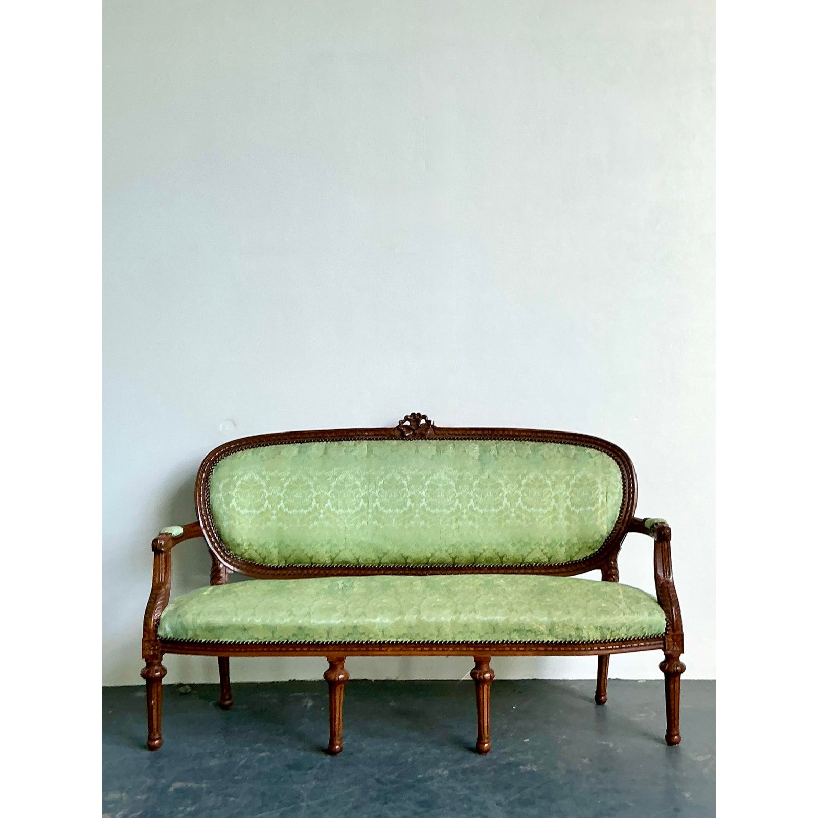 Vintage Boho Carved Canape Sofa - Back view