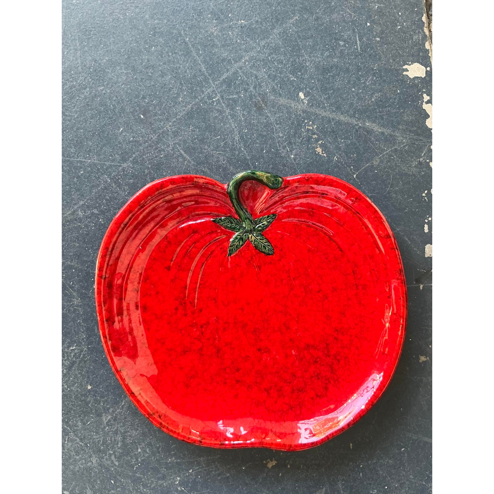 Vintage 1960s Italian Glazed Ceramic Platter - Side view