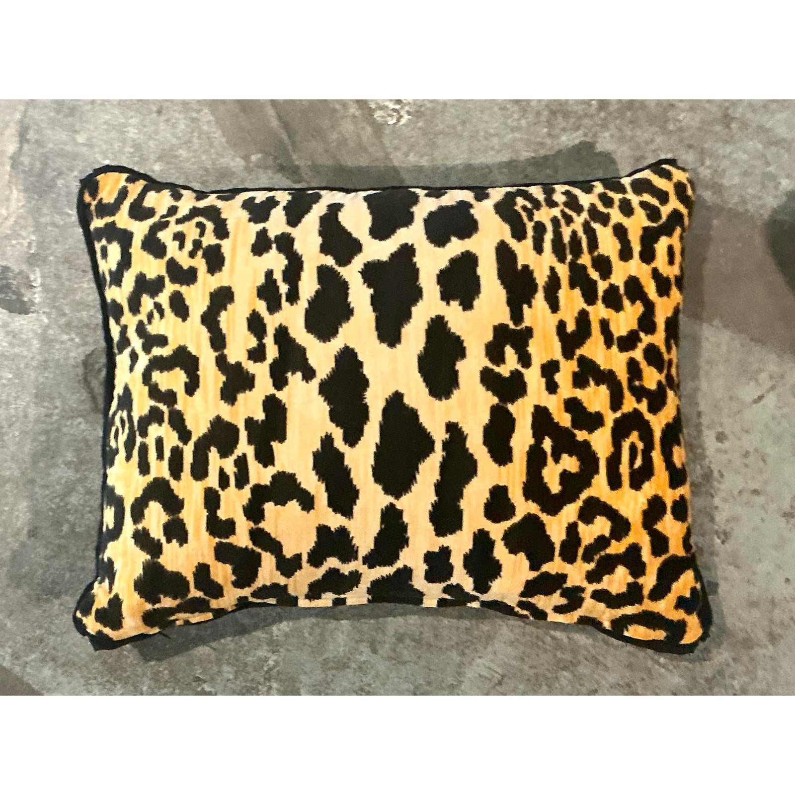 Vintage Boho Leopard Velvet Lumbar Pillow - Top view