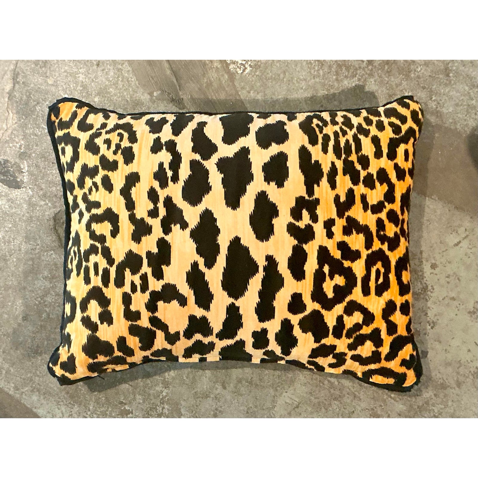 Vintage Boho Leopard Velvet Lumbar Pillow - Back view