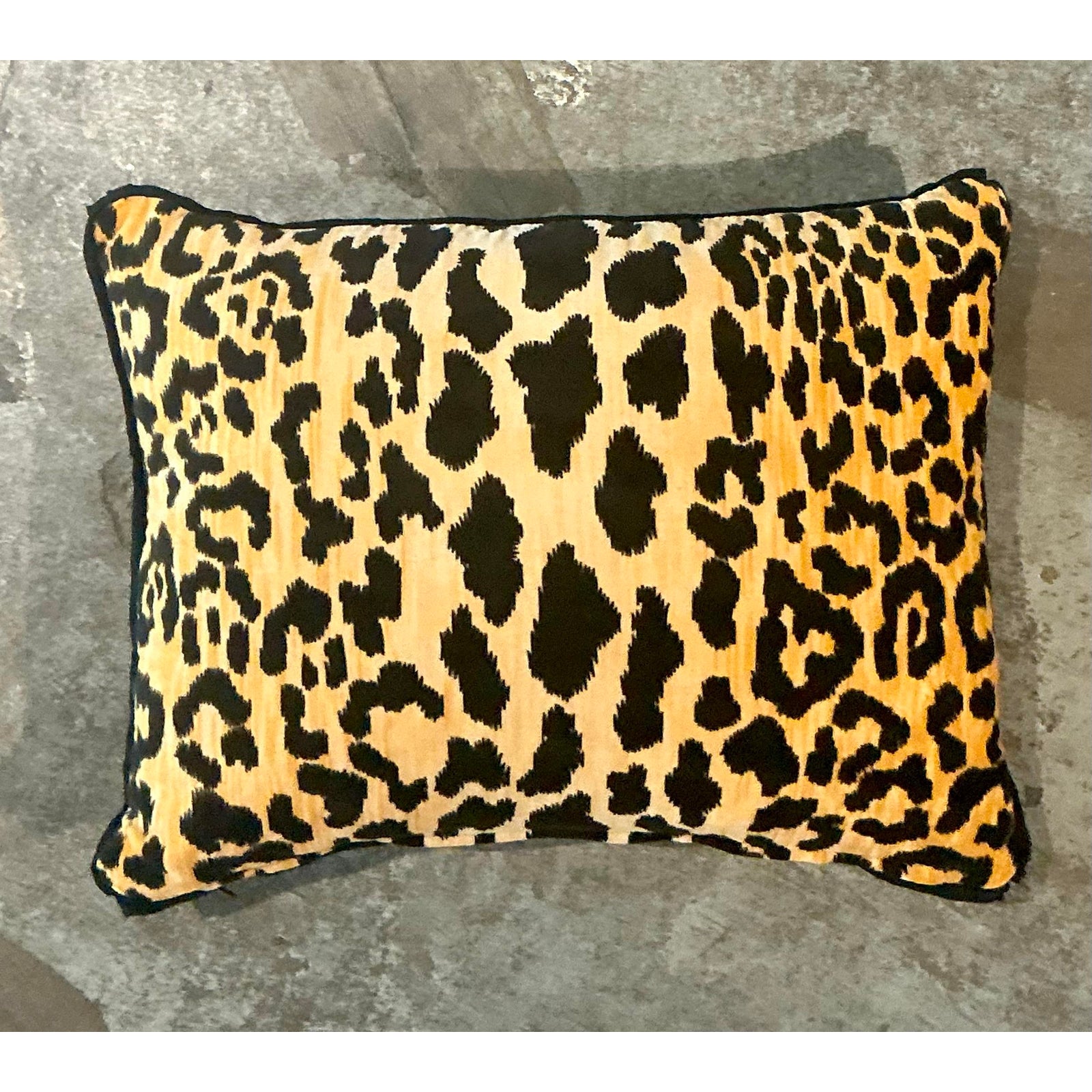 Vintage Boho Leopard Velvet Lumbar Pillow - Side view