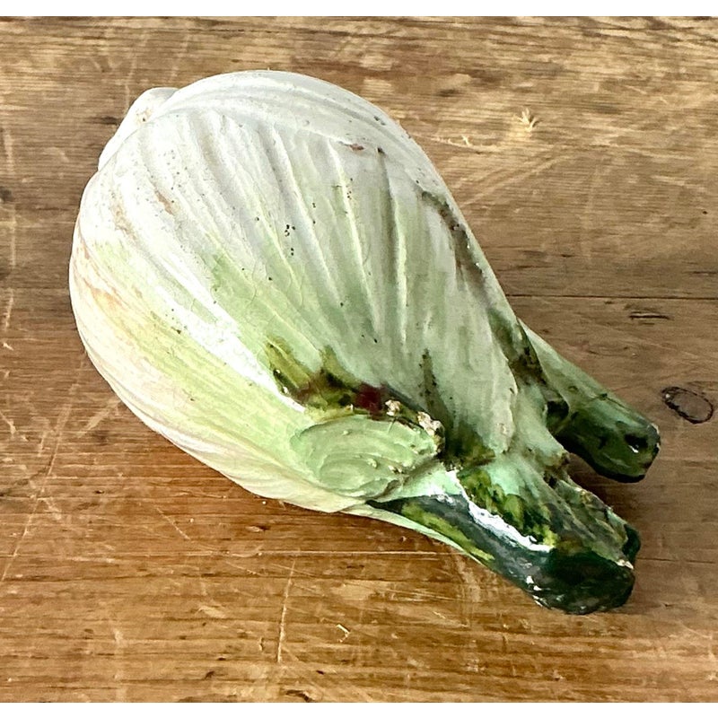 Vintage Boho Italian Glazed Ceramic Fennel - Top view