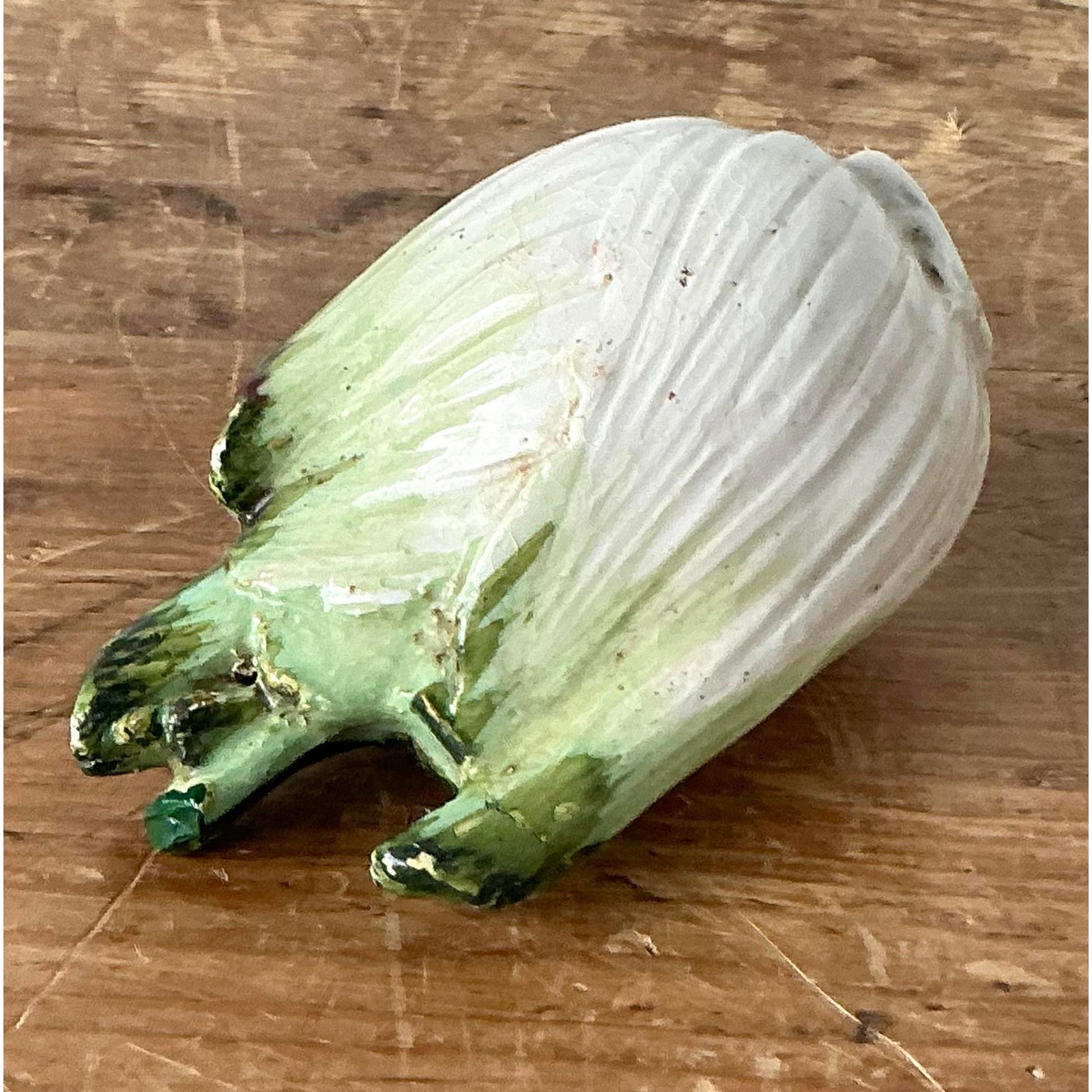 Vintage Boho Italian Glazed Ceramic Fennel - Side view