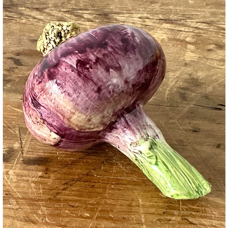 Vintage Italian Glazed Ceramic Turnip - Detail view