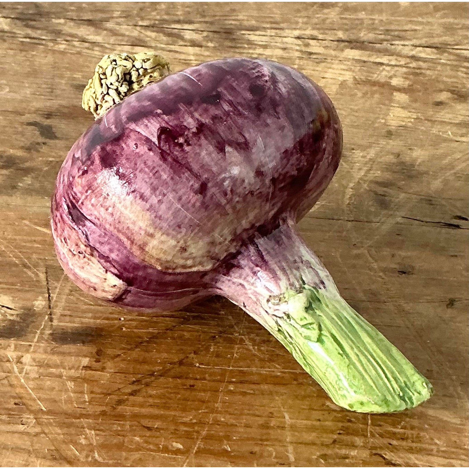 Vintage Italian Glazed Ceramic Turnip - Side view