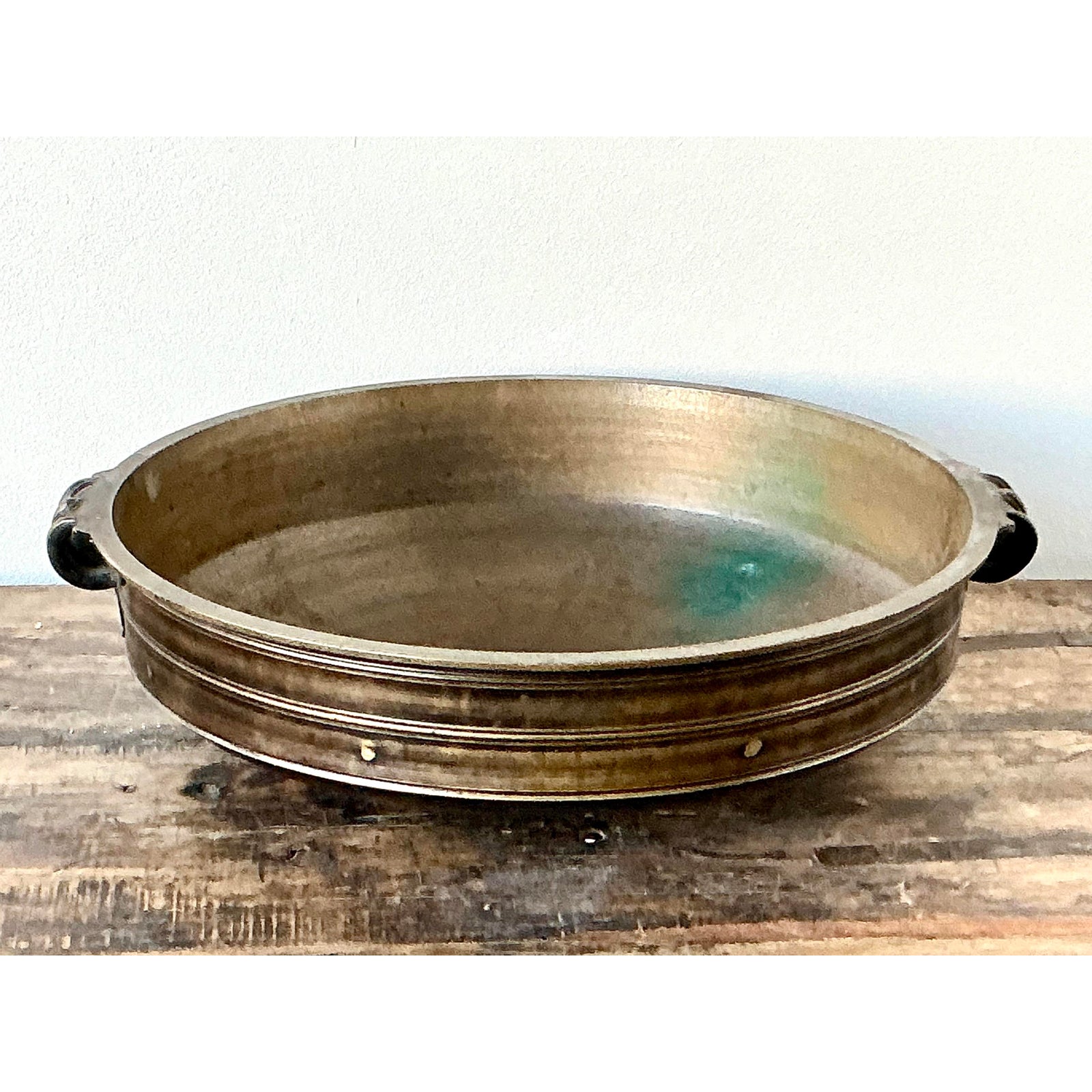 Vintage Boho Bronze Urli Bowl - Side view