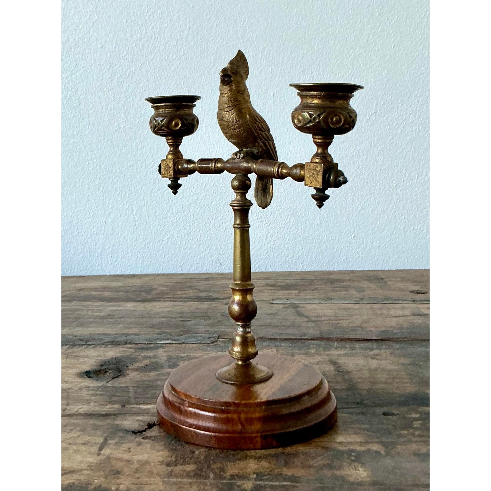 Vintage Boho Gilt Candlestick - Detail view