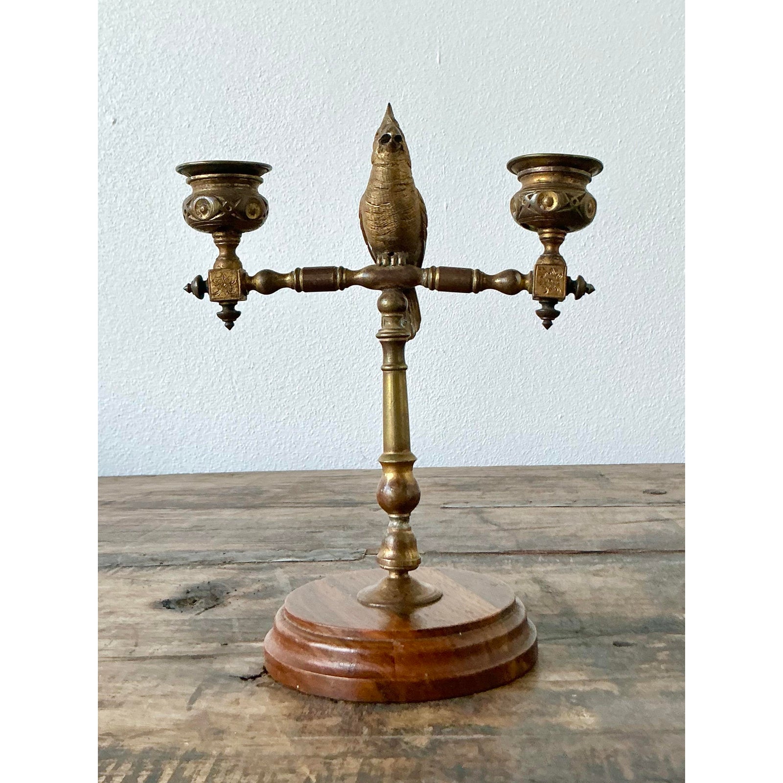 Vintage Boho Gilt Candlestick - Side view