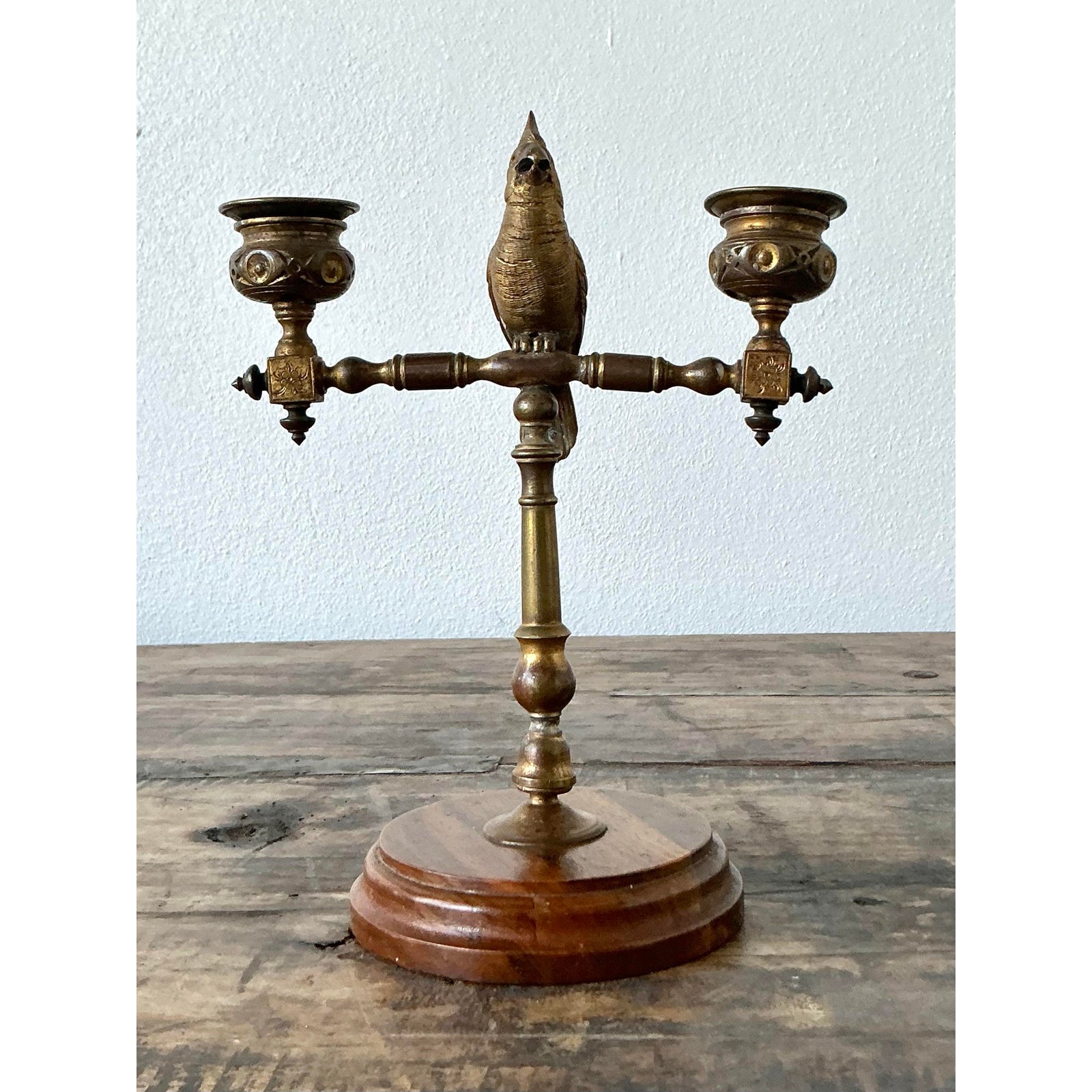 Vintage Boho Gilt Candlestick - Top view