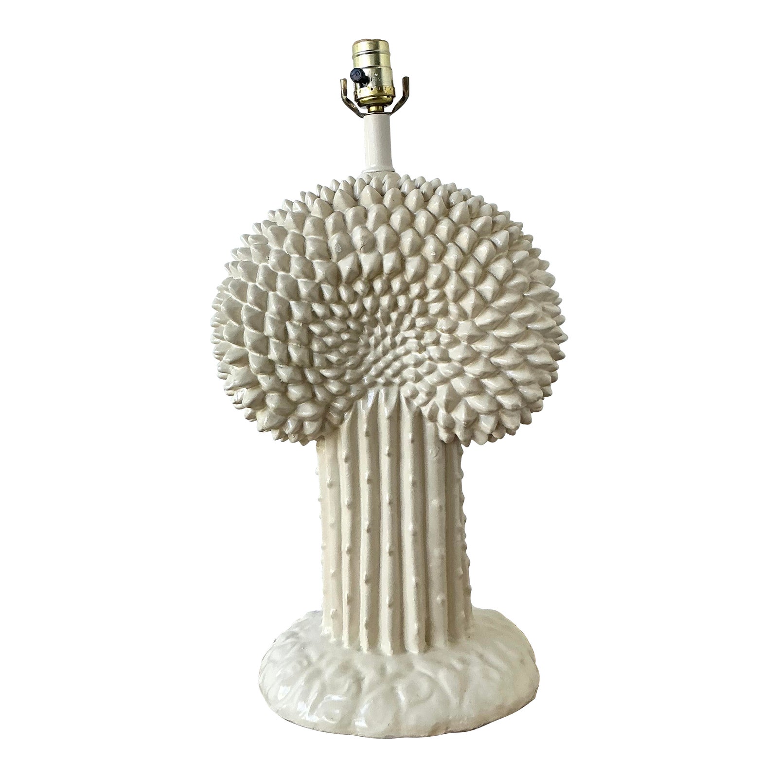 Vintage Boho Glazed Ceramic Cactus Lamp After Dickinson